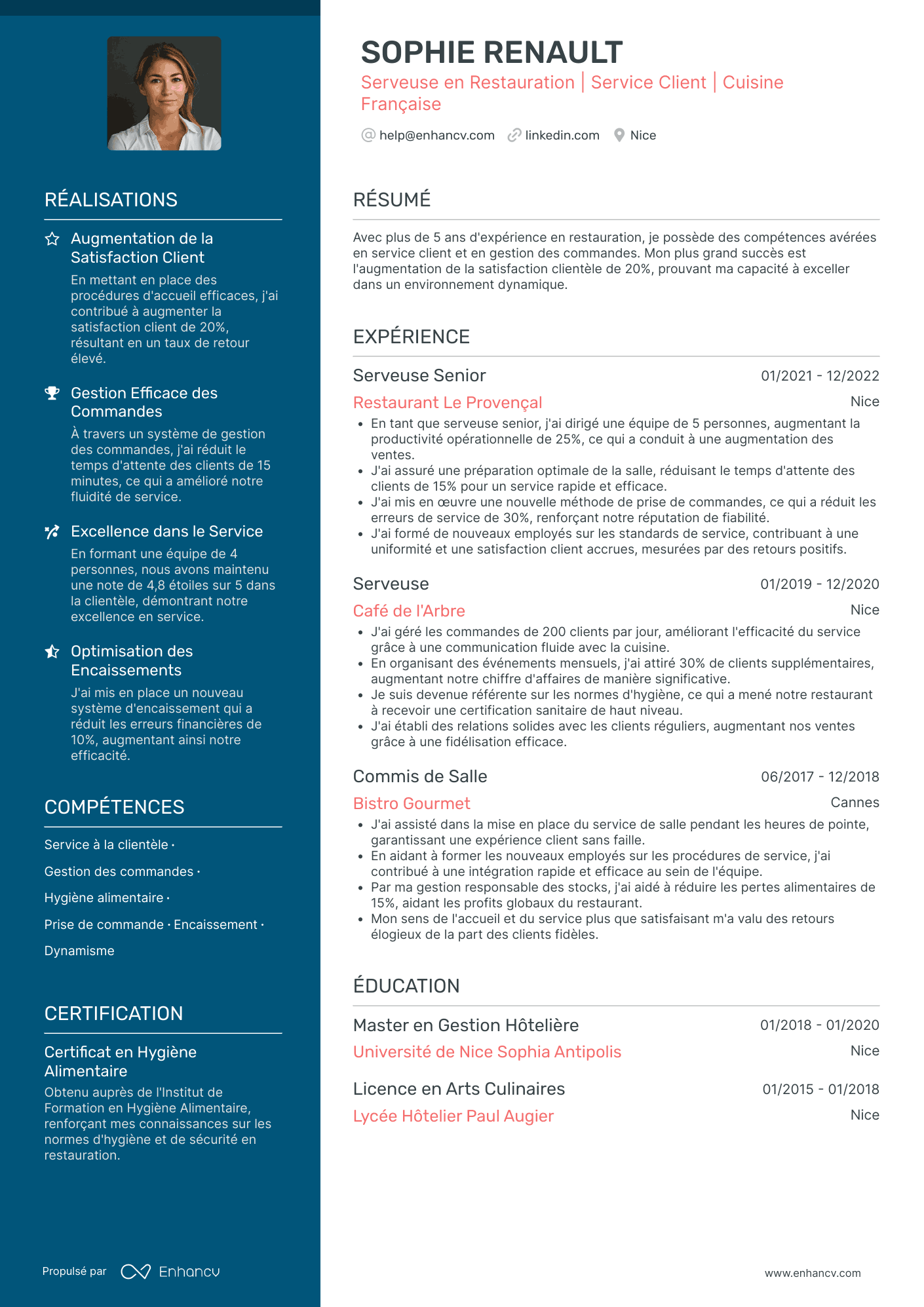 Serveur en restauration