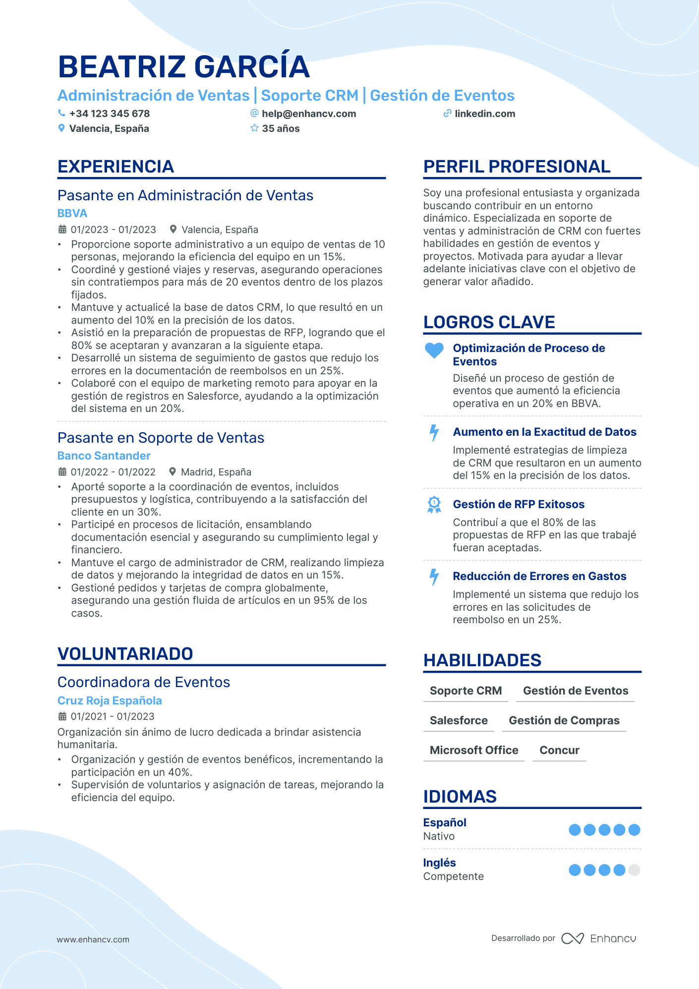 Estudiante de prácticas en administración de empresas
