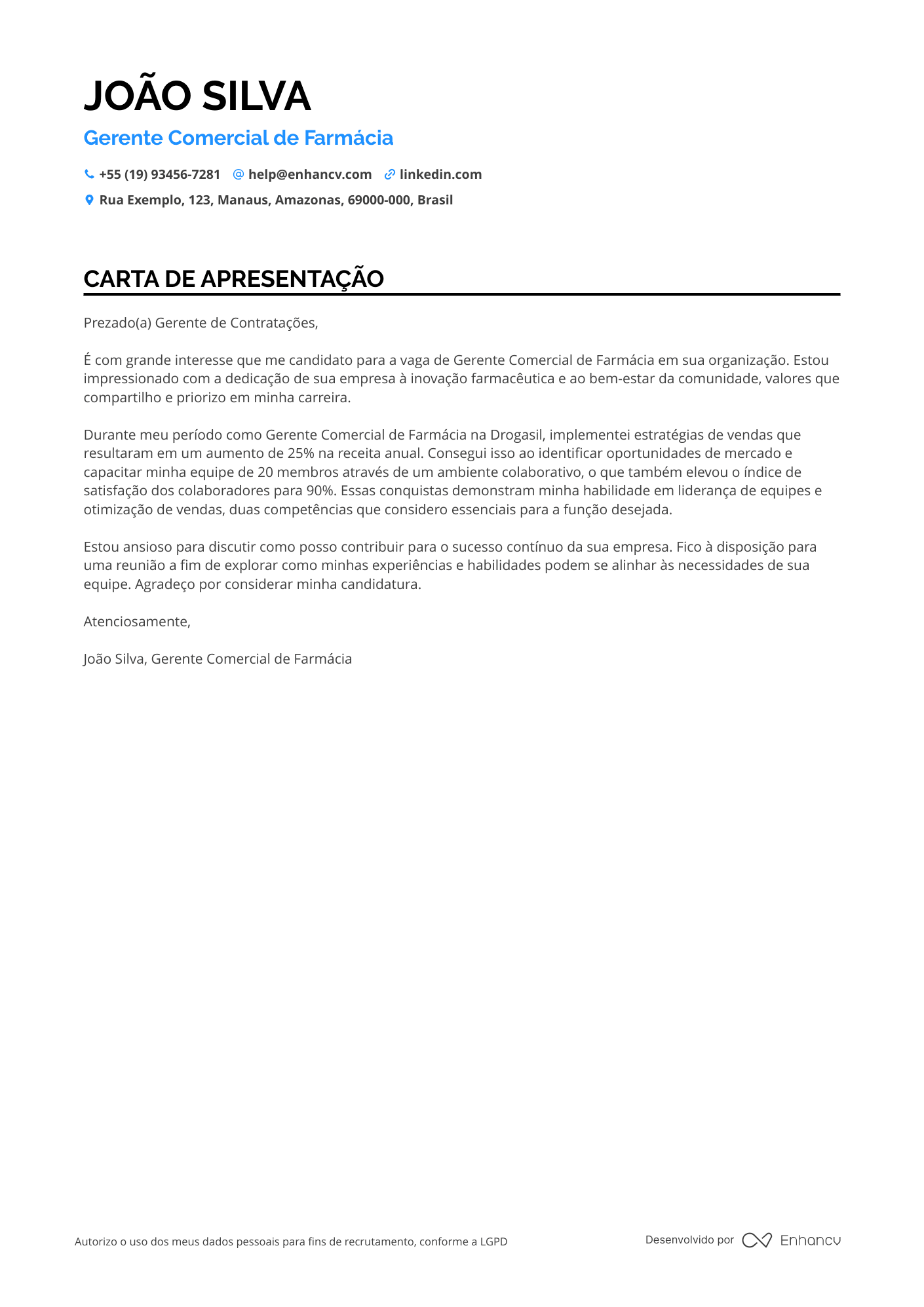 Gerente Comercial de Produtos Farmacêuticos