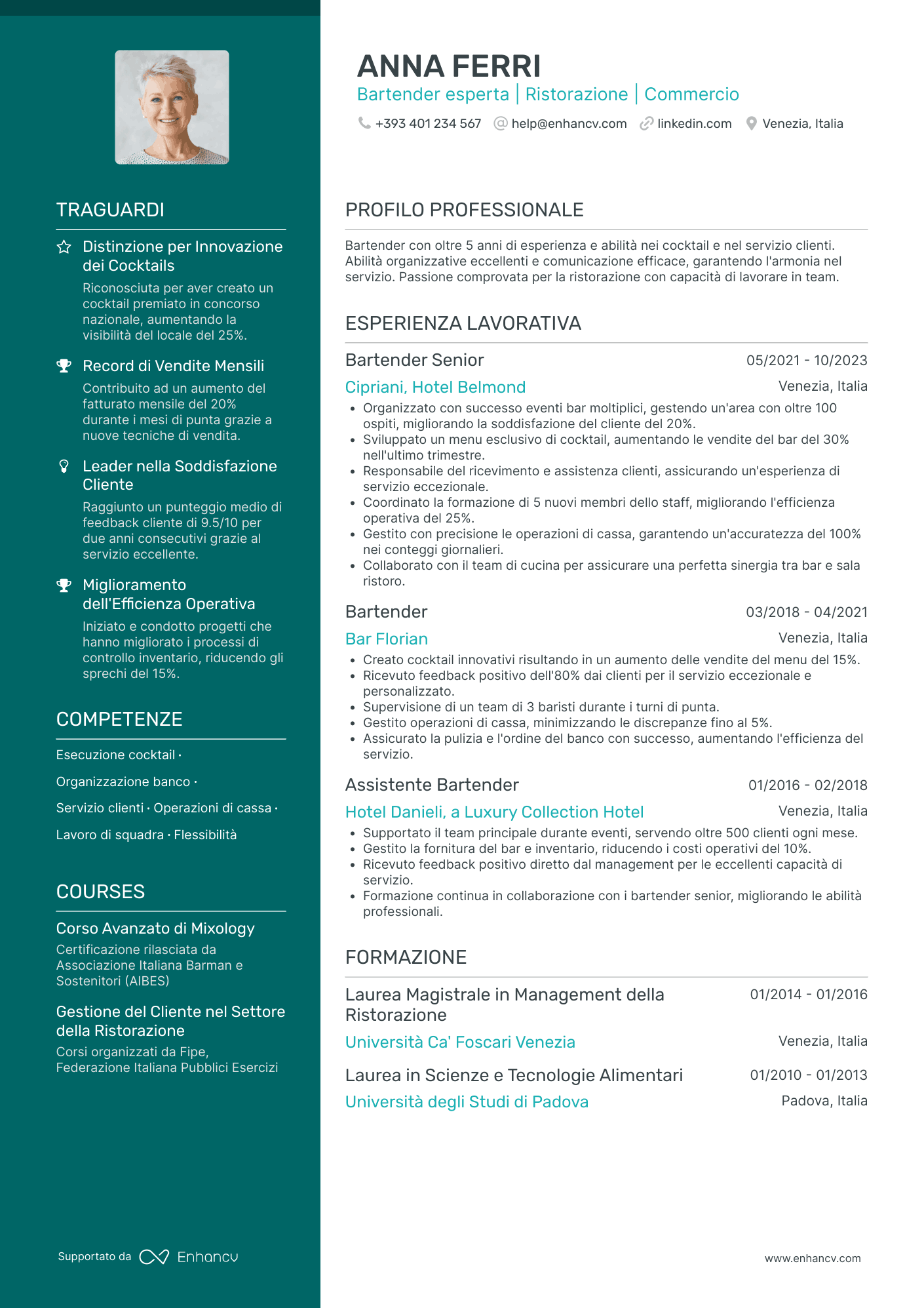 Curriculum di Barista Freelance