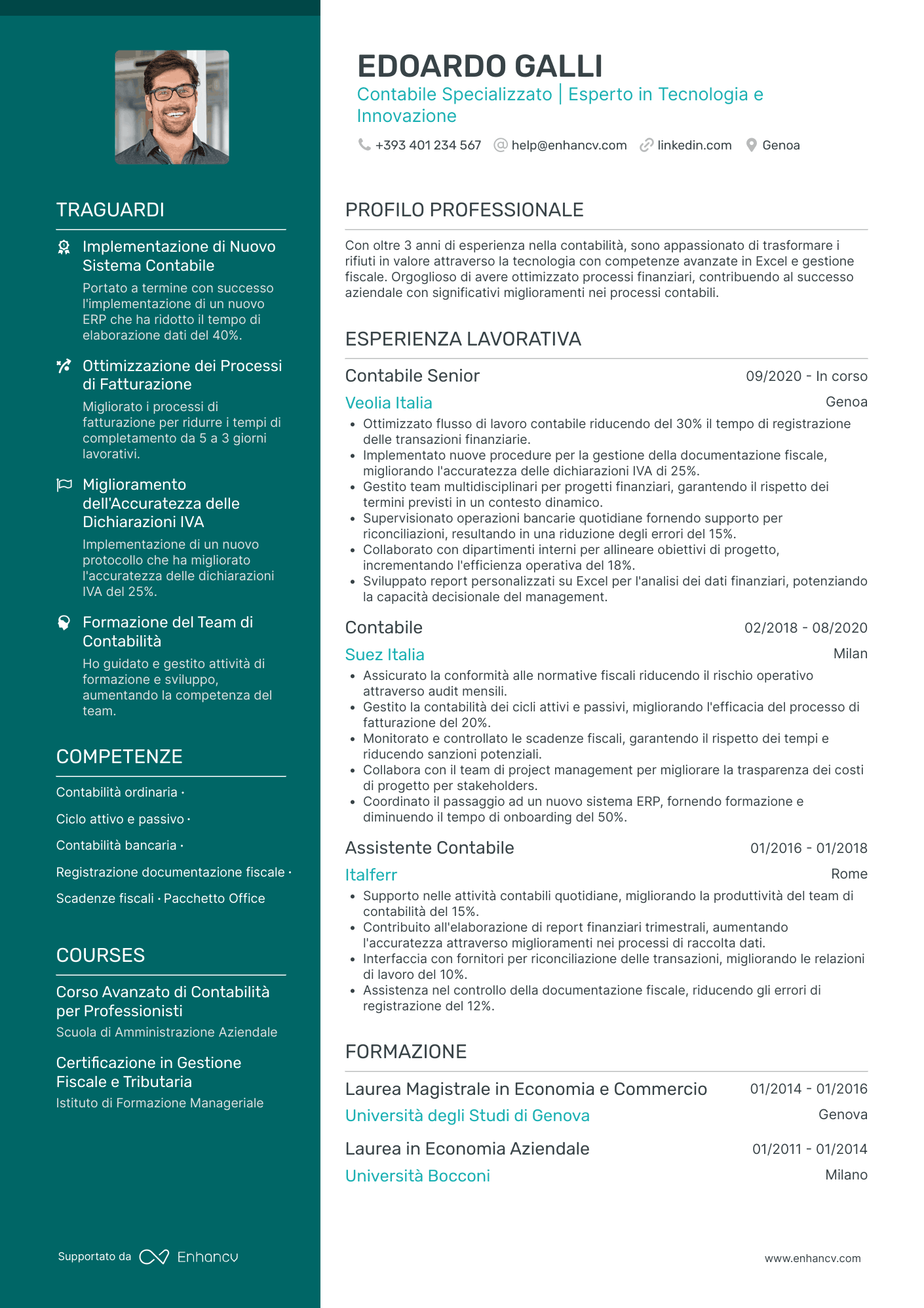 Curriculum di Contabile di società di trasporti