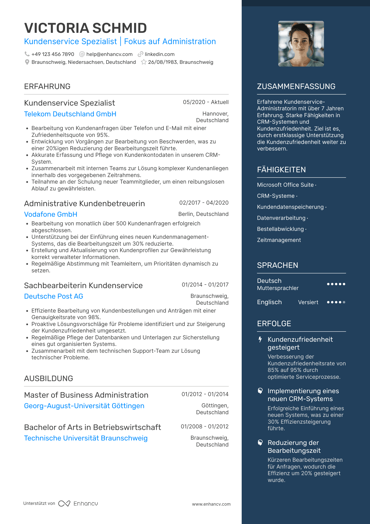 Lebenslauf als Kundenservice Administrator