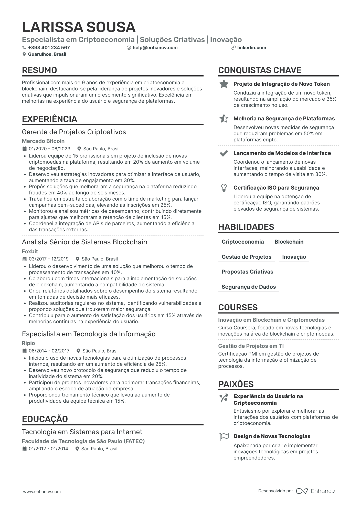 Currículo de Analista Contábil Pleno
