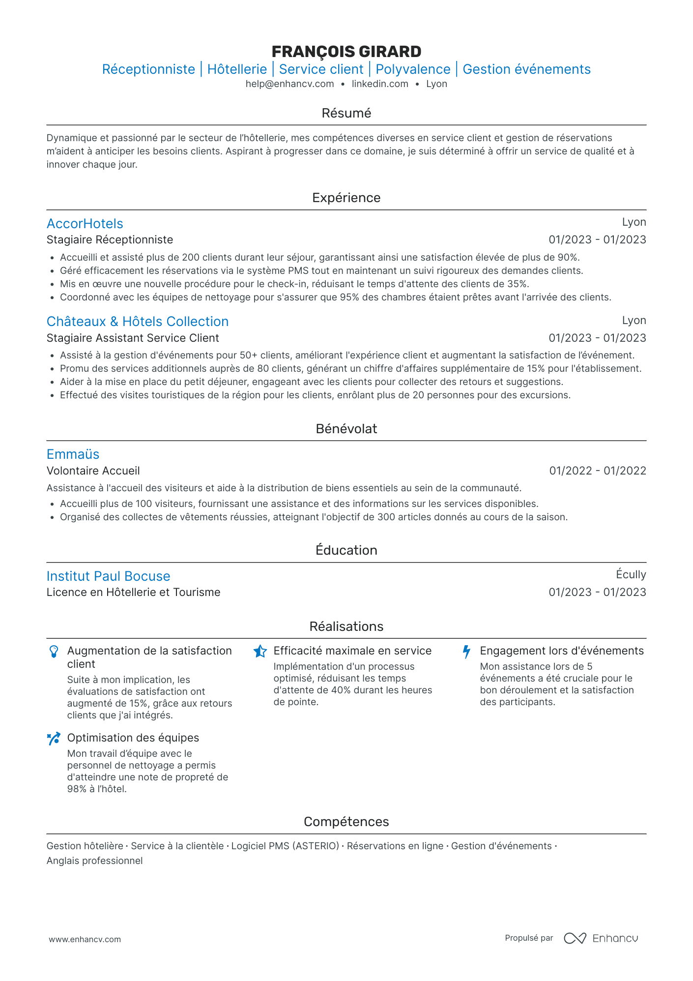 Réceptionniste dans une structure touristique