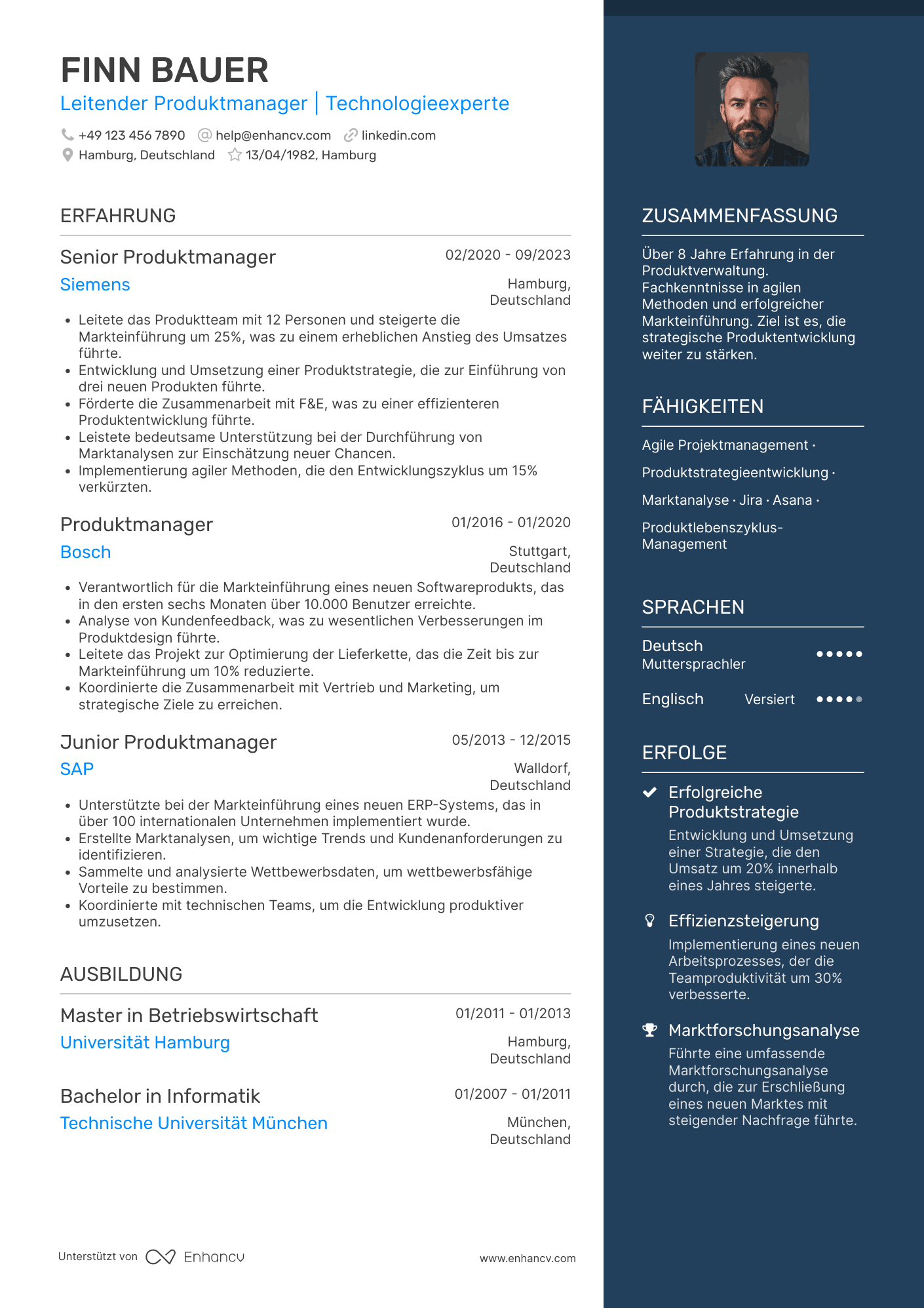 Lebenslauf als Leitender Produktmanager