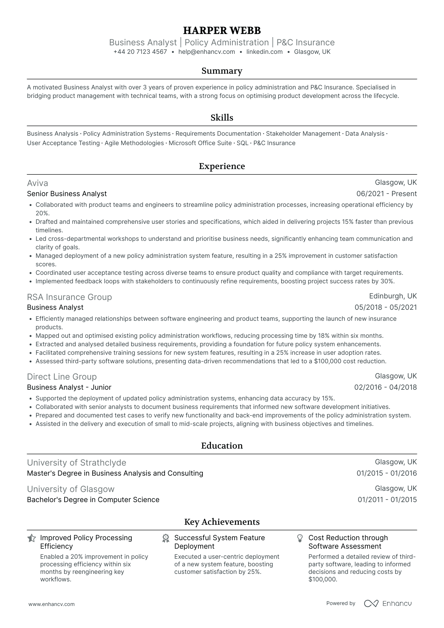 Senior Business Analyst in Insurance