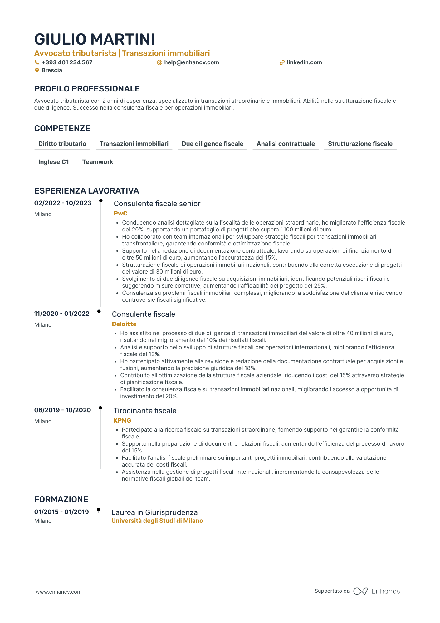Curriculum di Agente Immobiliare Junior