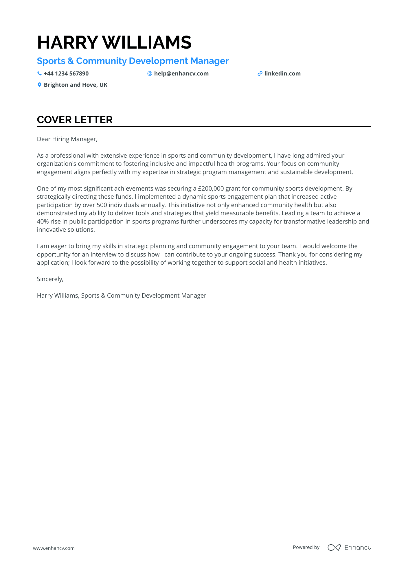 Sports Cover letter