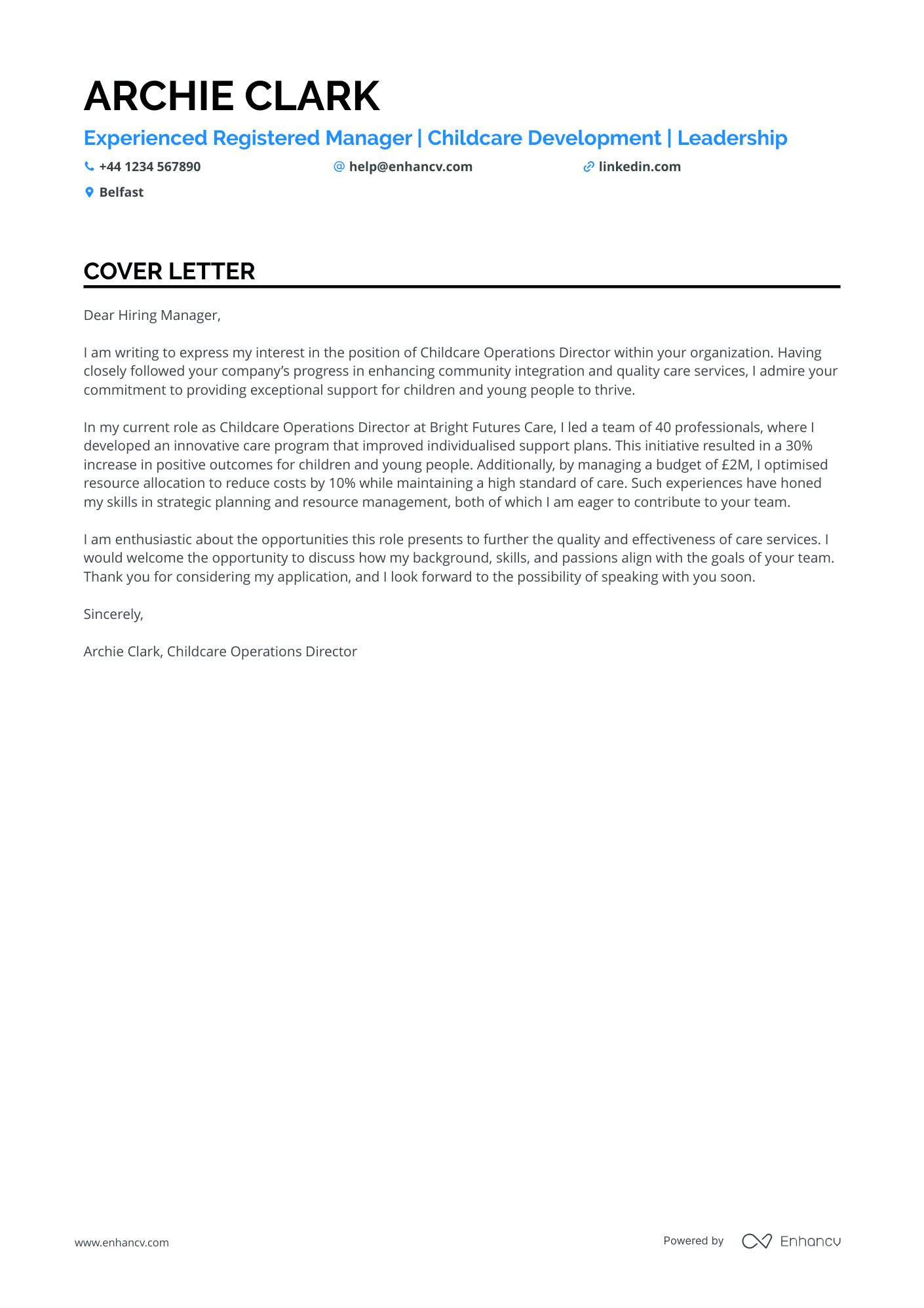 Care Manager Cover letter