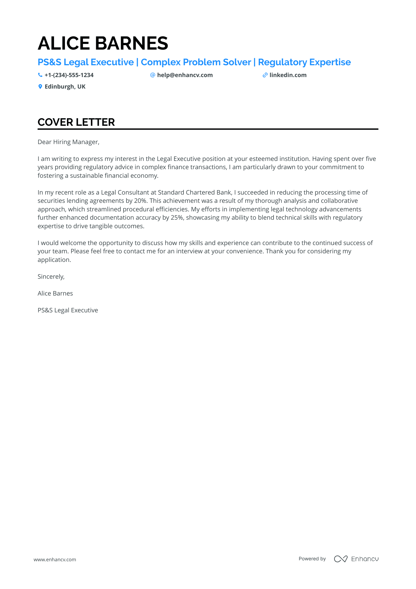 Legal Executive Resume Example