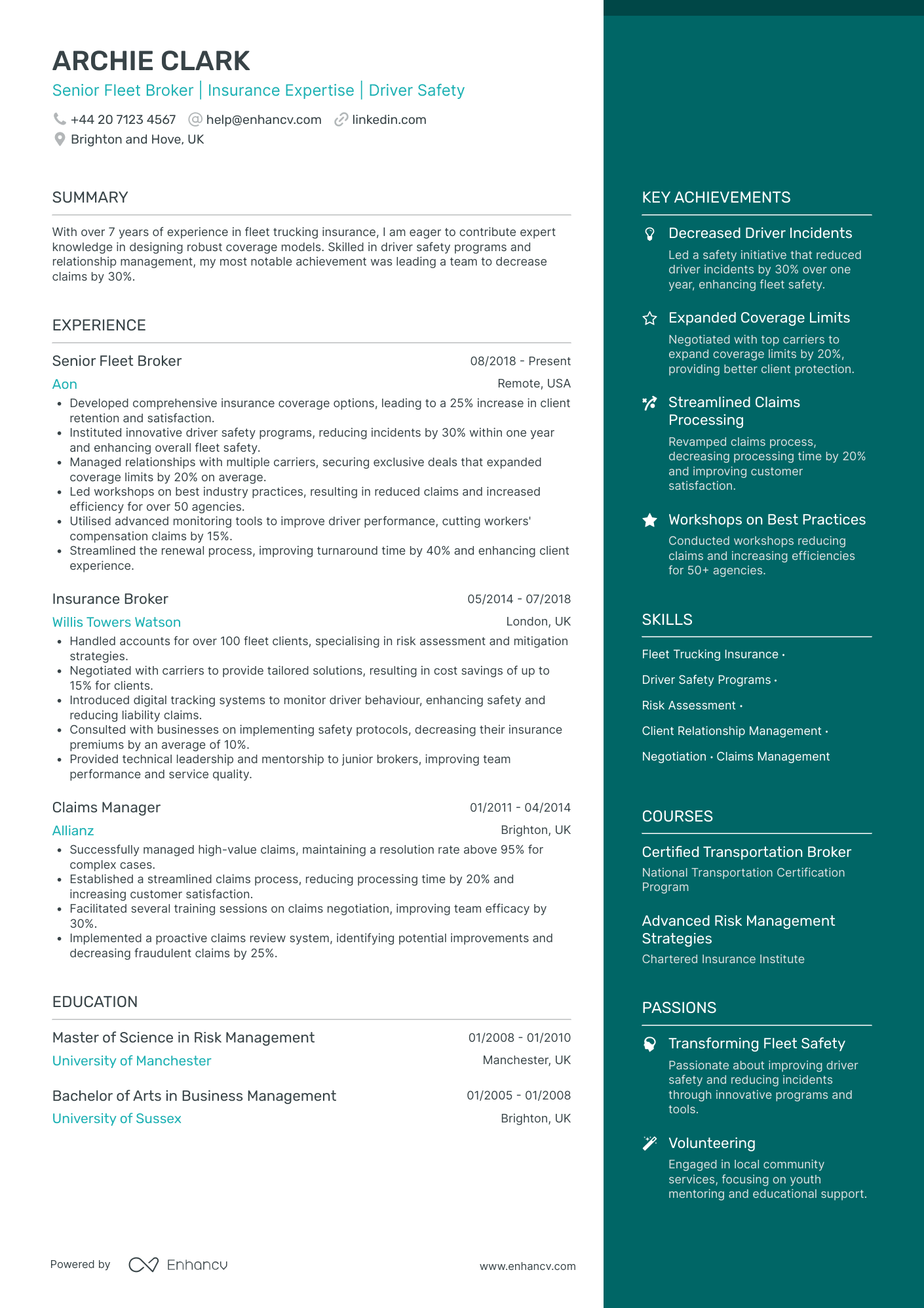 Life Insurance Broker Resume Example