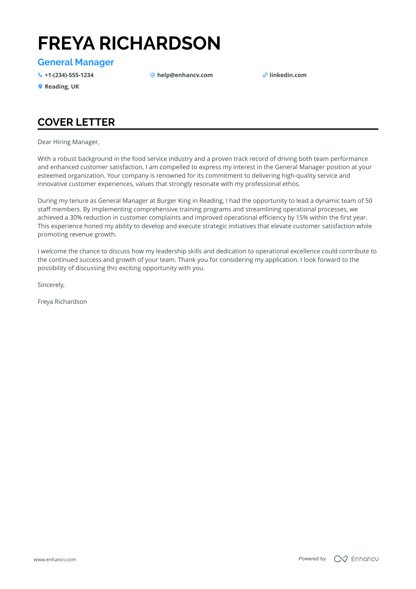 McDonalds General Manager Resume Example