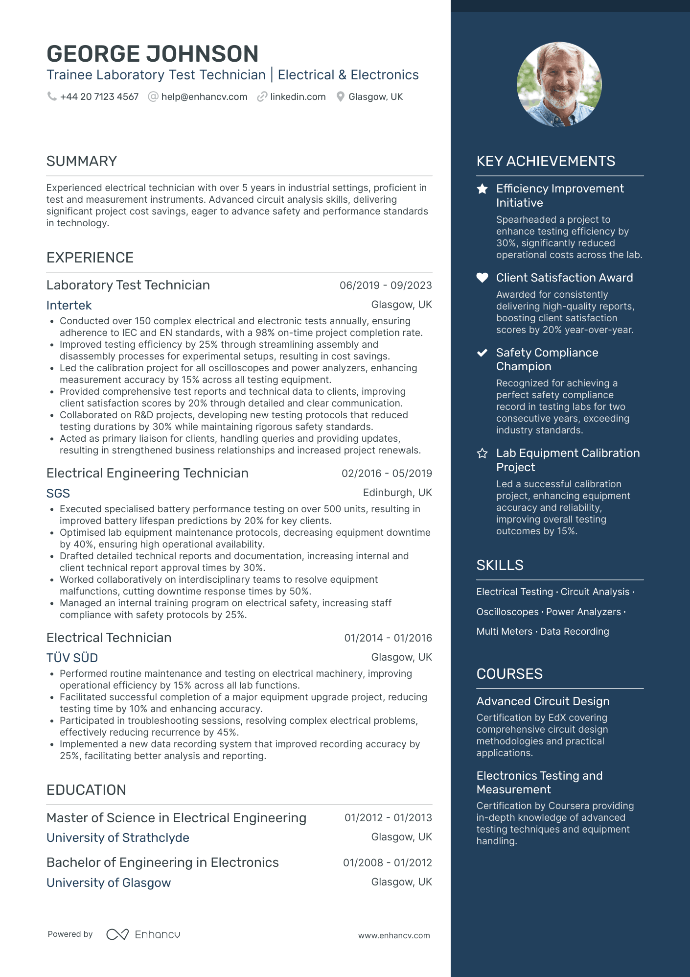 Electrical Engineering Lab Supervisor Resume Example