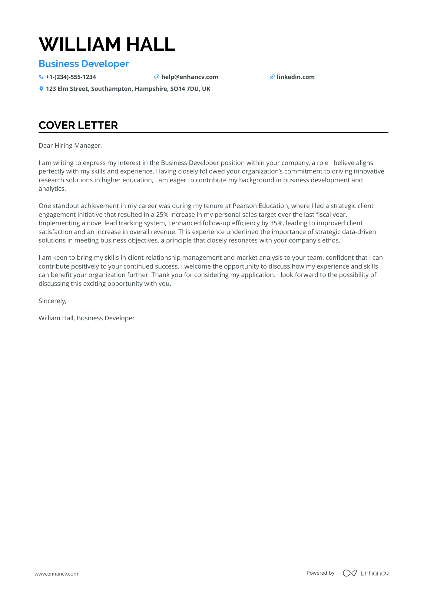 Business Development Executive in Education Resume Example