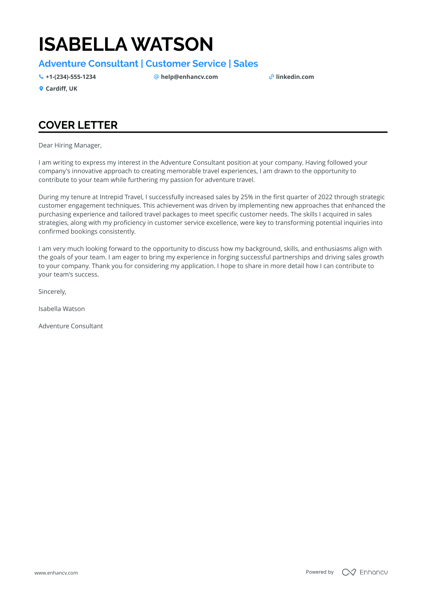 Adventure Travel Consultant Resume Example