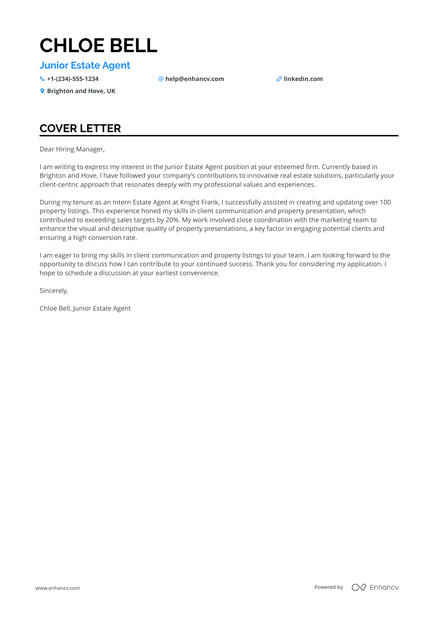 Junior Estate Agent Resume Example