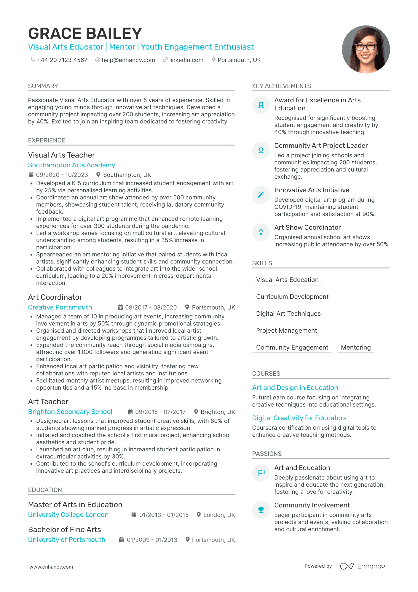 Art Teacher for Early Years Education Resume Example