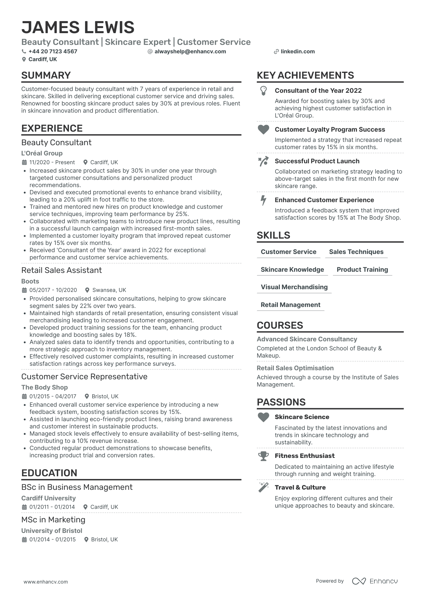 Small Business Owner in Beauty Industry Resume Example