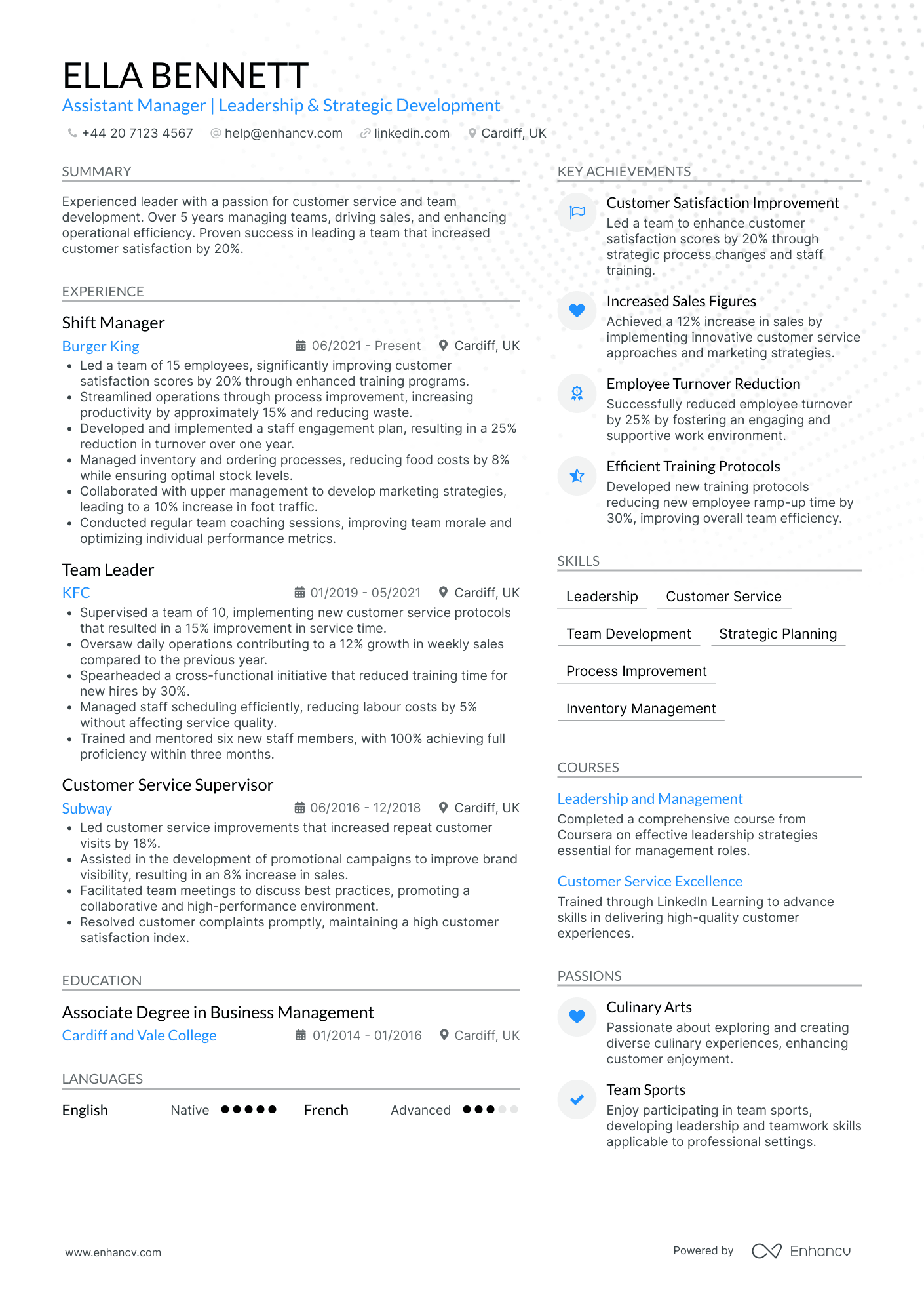 McDonalds Assistant Manager Resume Example
