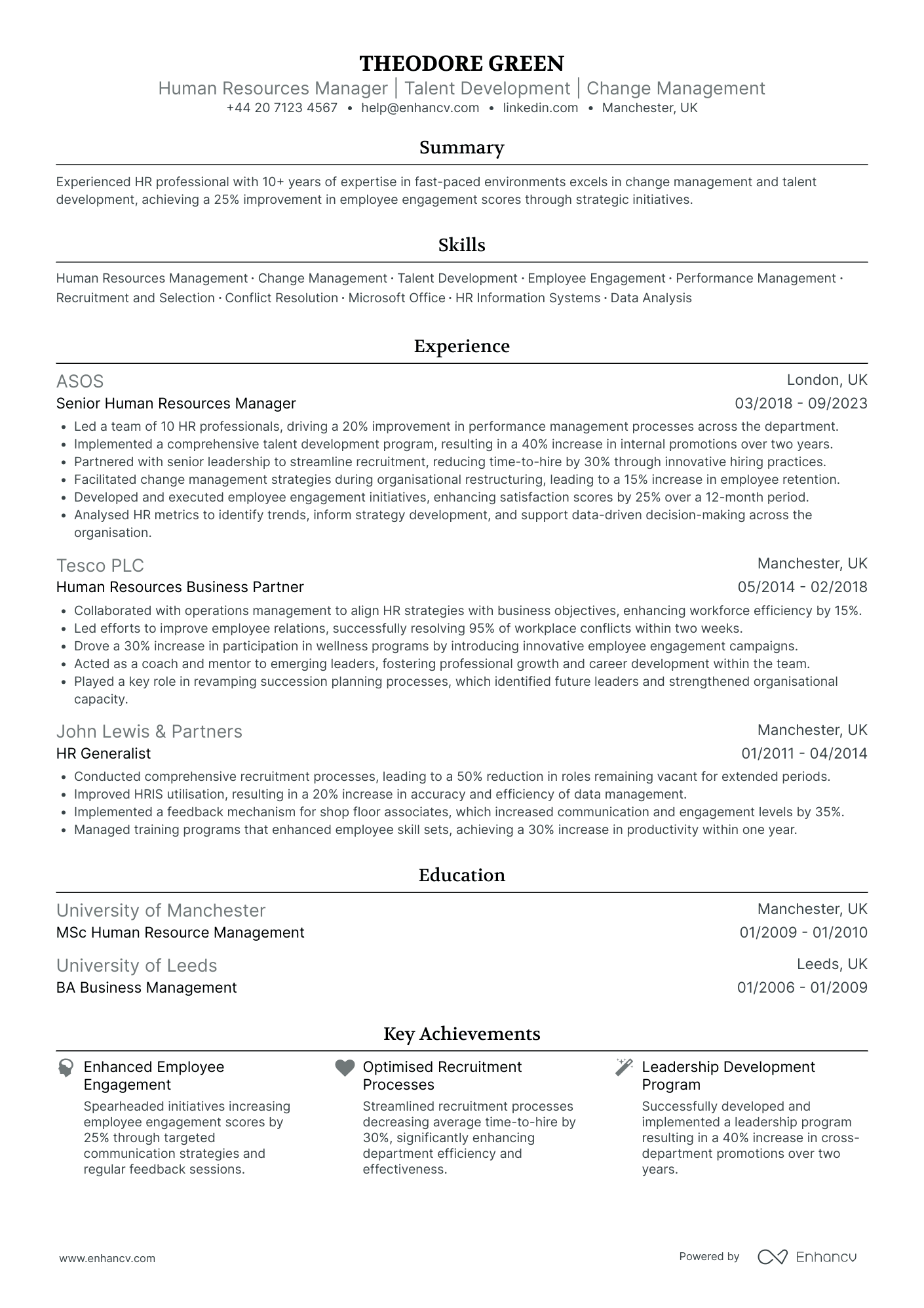 HR Generalist in Logistics Resume Example