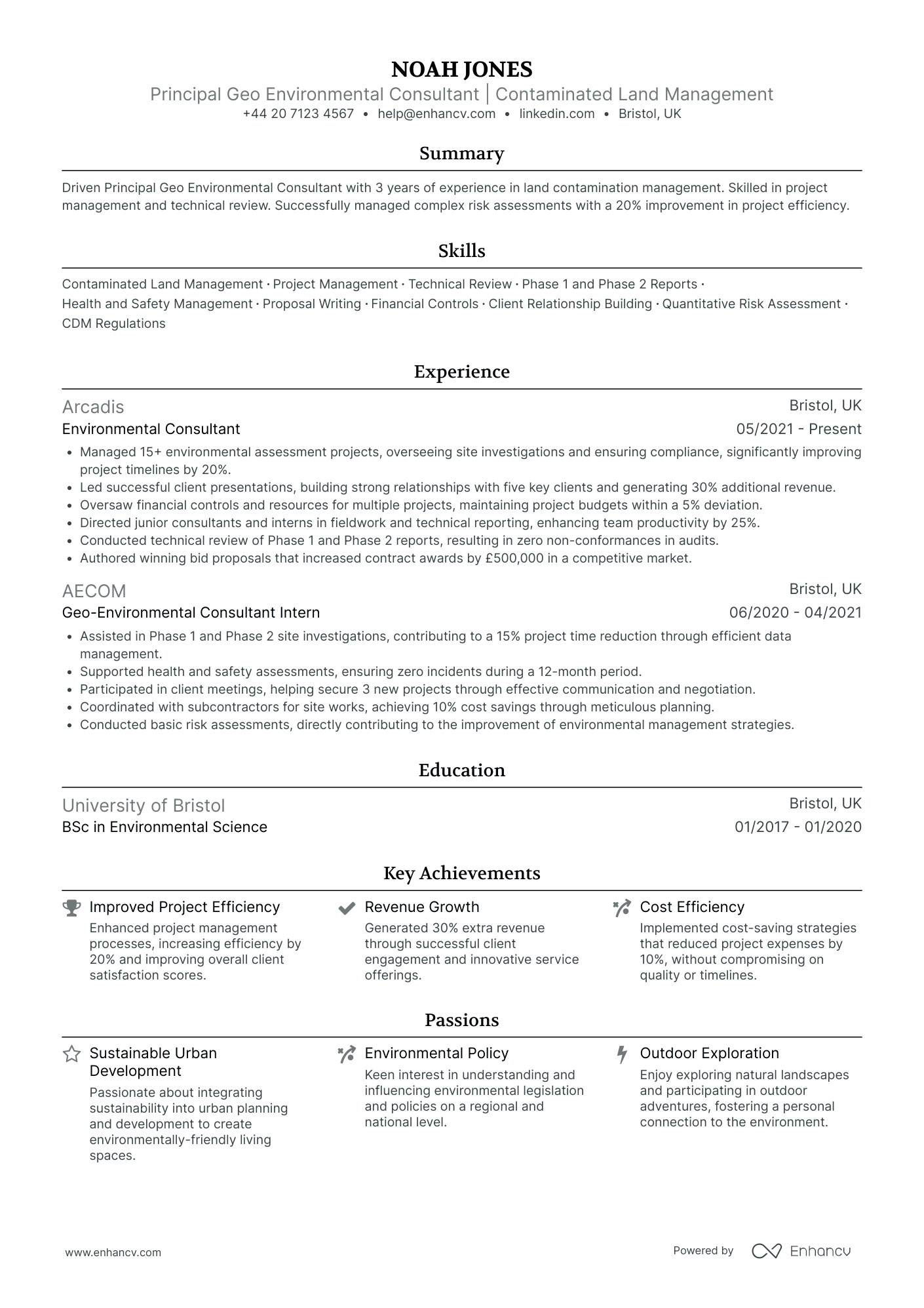 Junior Environmental Consultant Resume Example