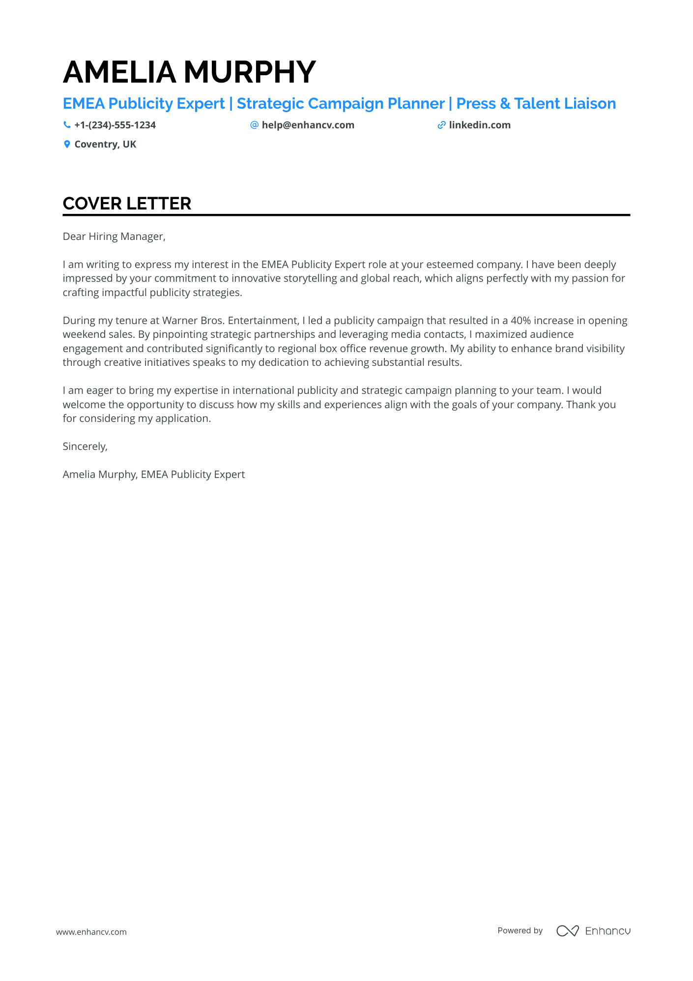 Mid Level Sports Publicist Resume Example