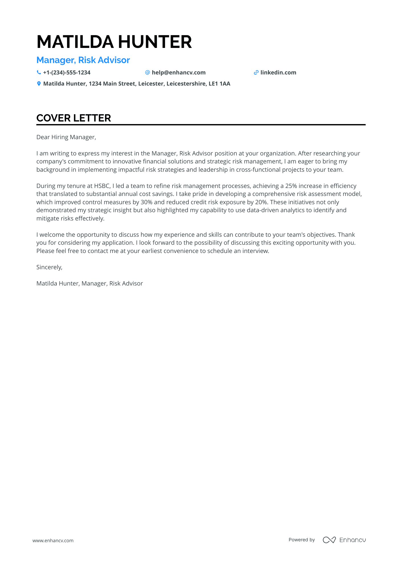 Risk Manager in Retail Resume Example