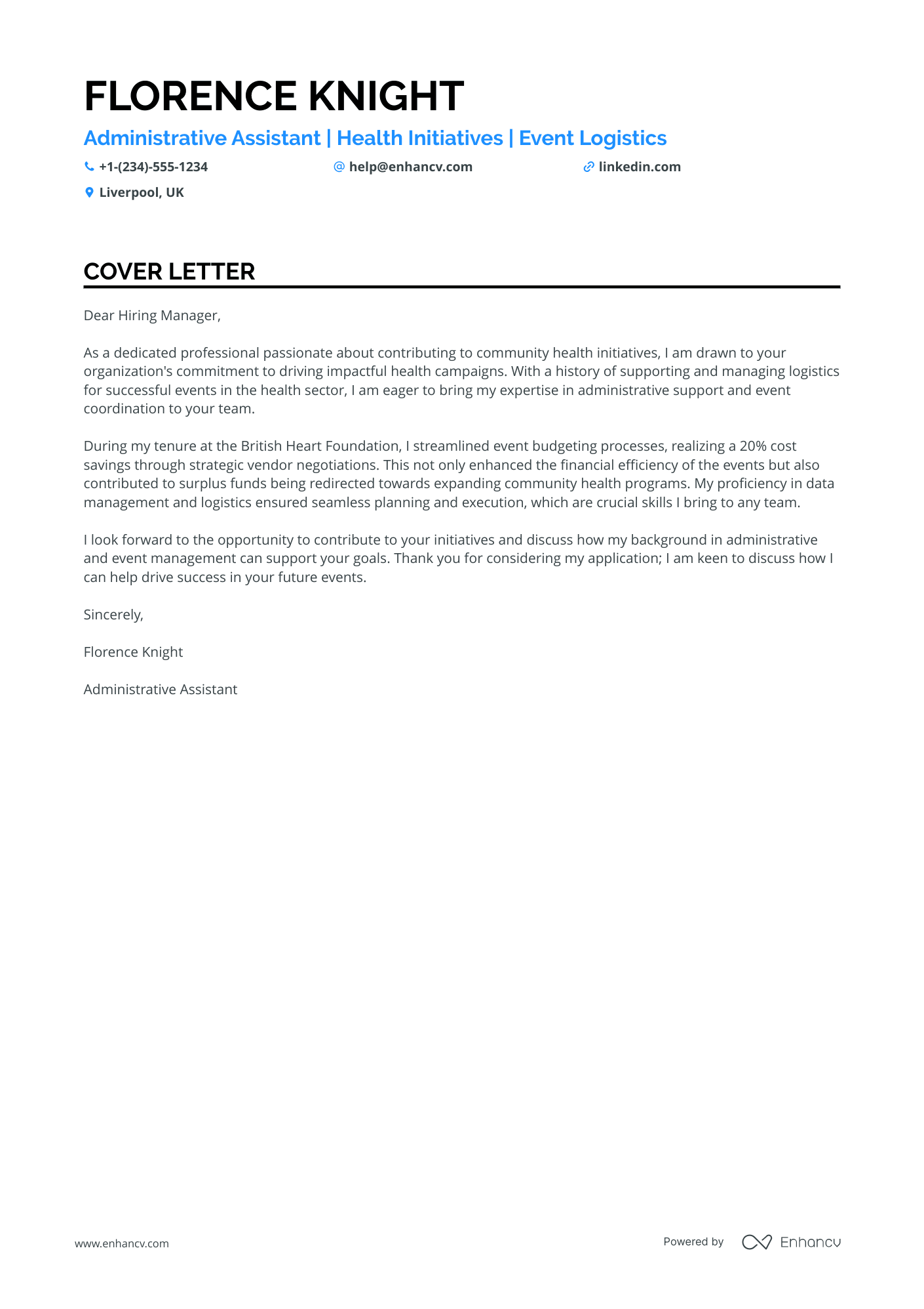 Administrative Assistant in Non Profit Resume Example