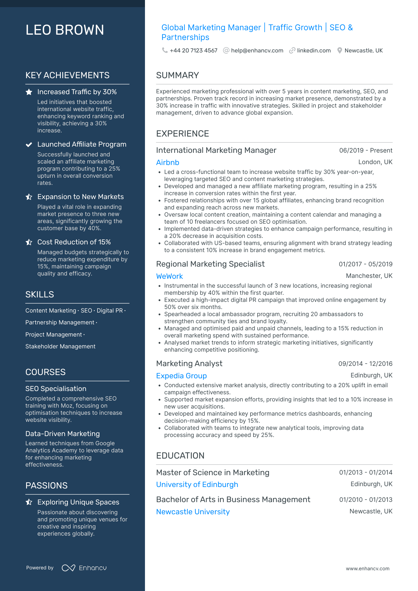 Freelance SEO Writer Resume Example