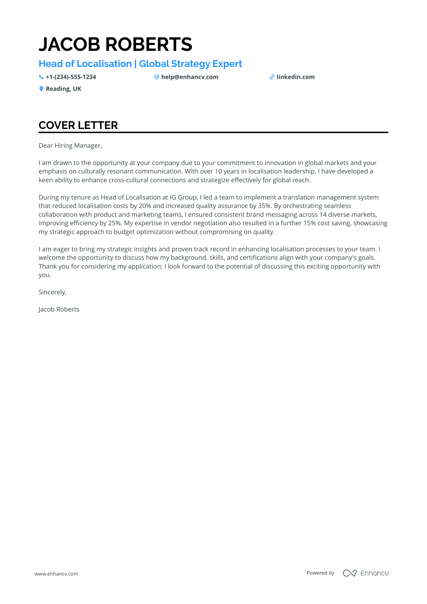Head of UI Design Resume Example