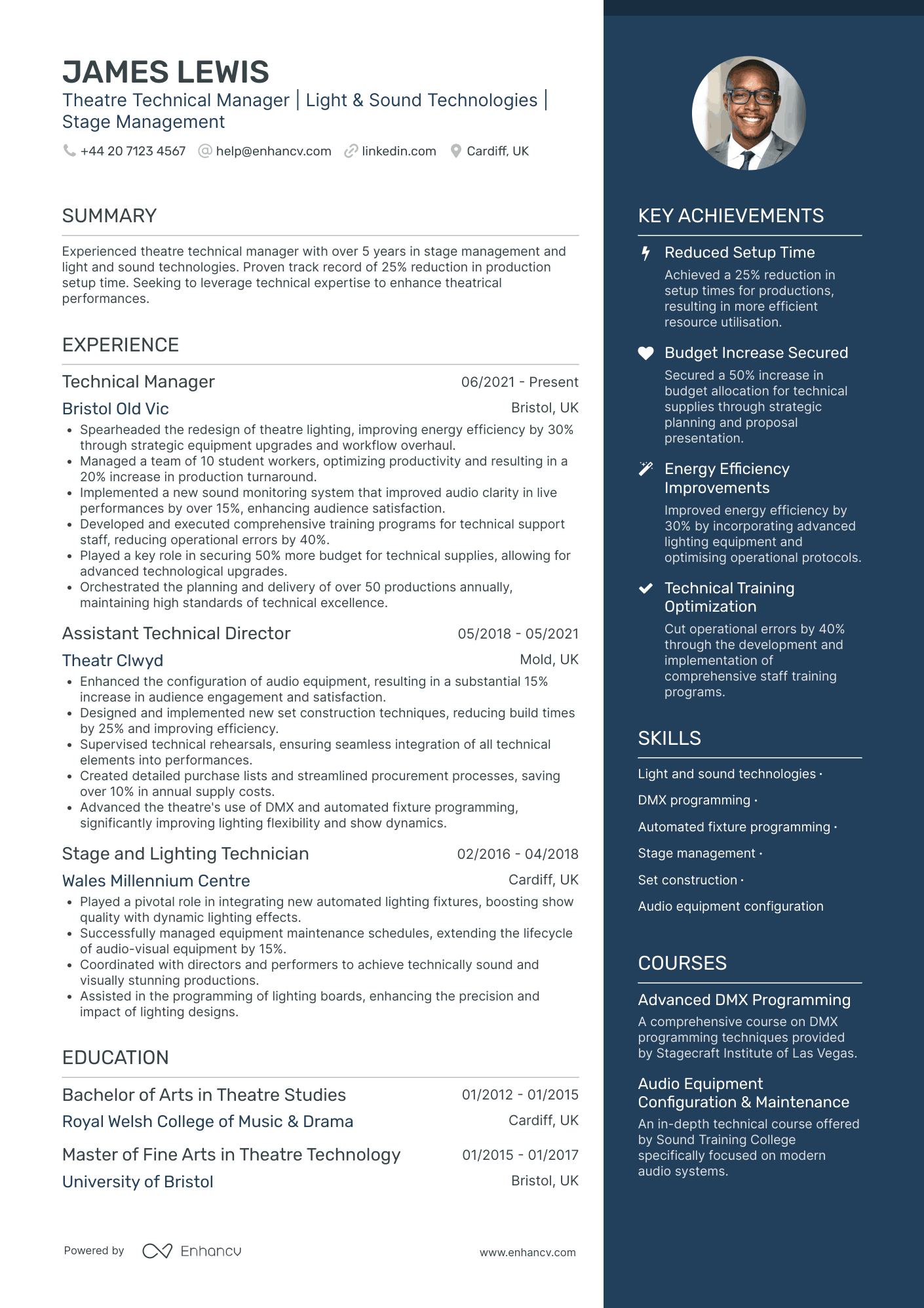 Sound Designer for Theatre Resume Example