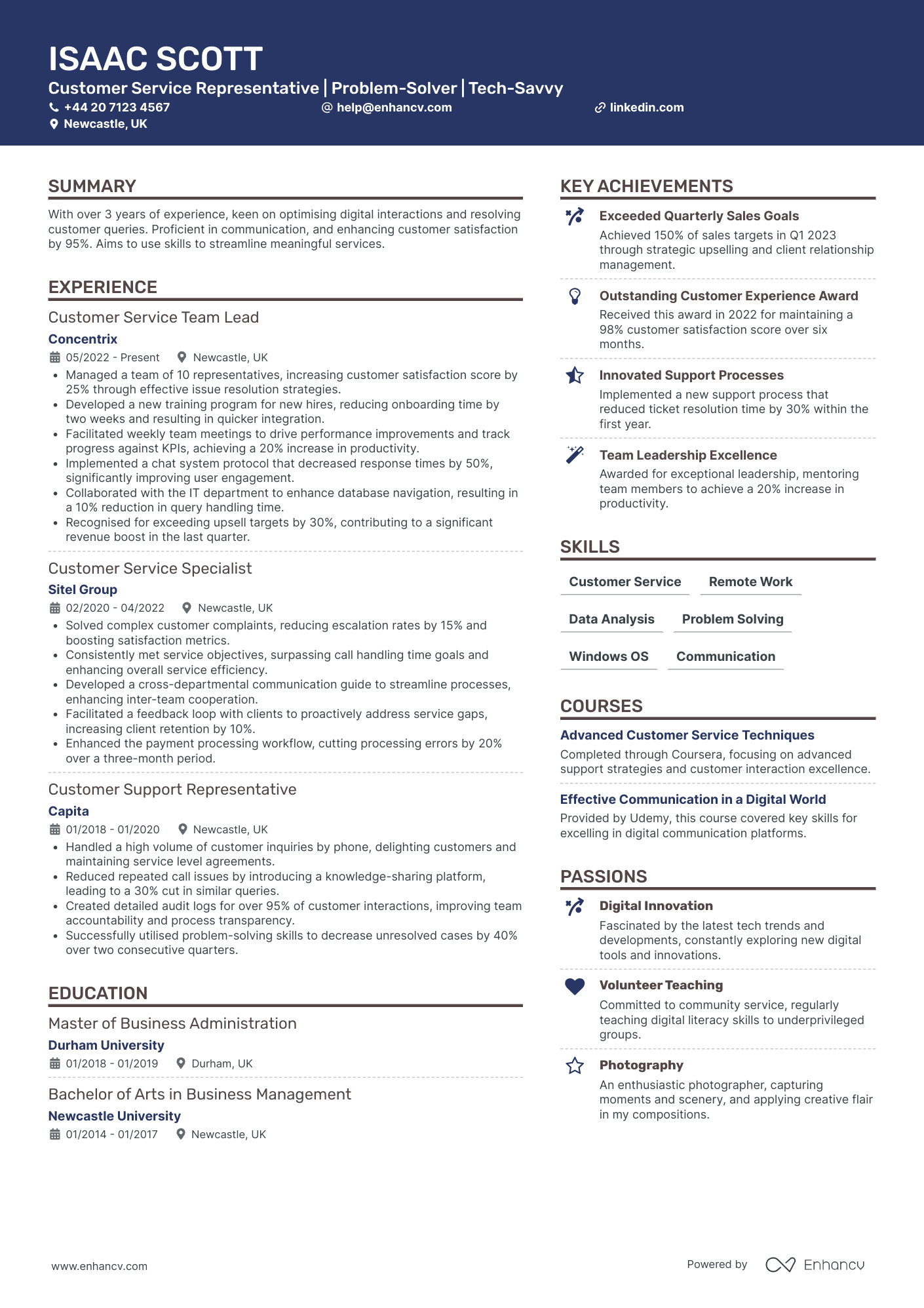 Communications and Customer Service Officer Resume Example