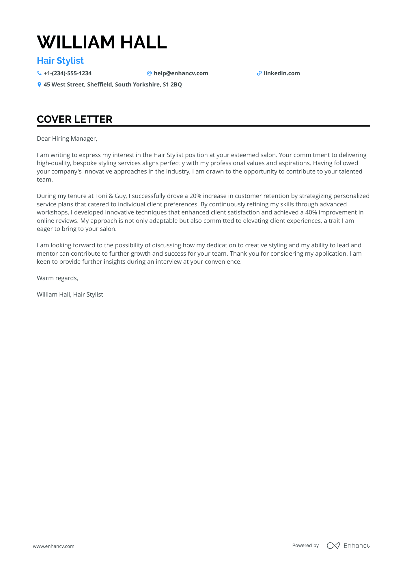 Hair Stylist Consultant Resume Example