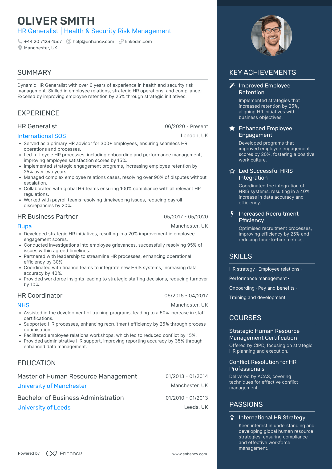HR Generalist in Government Resume Example