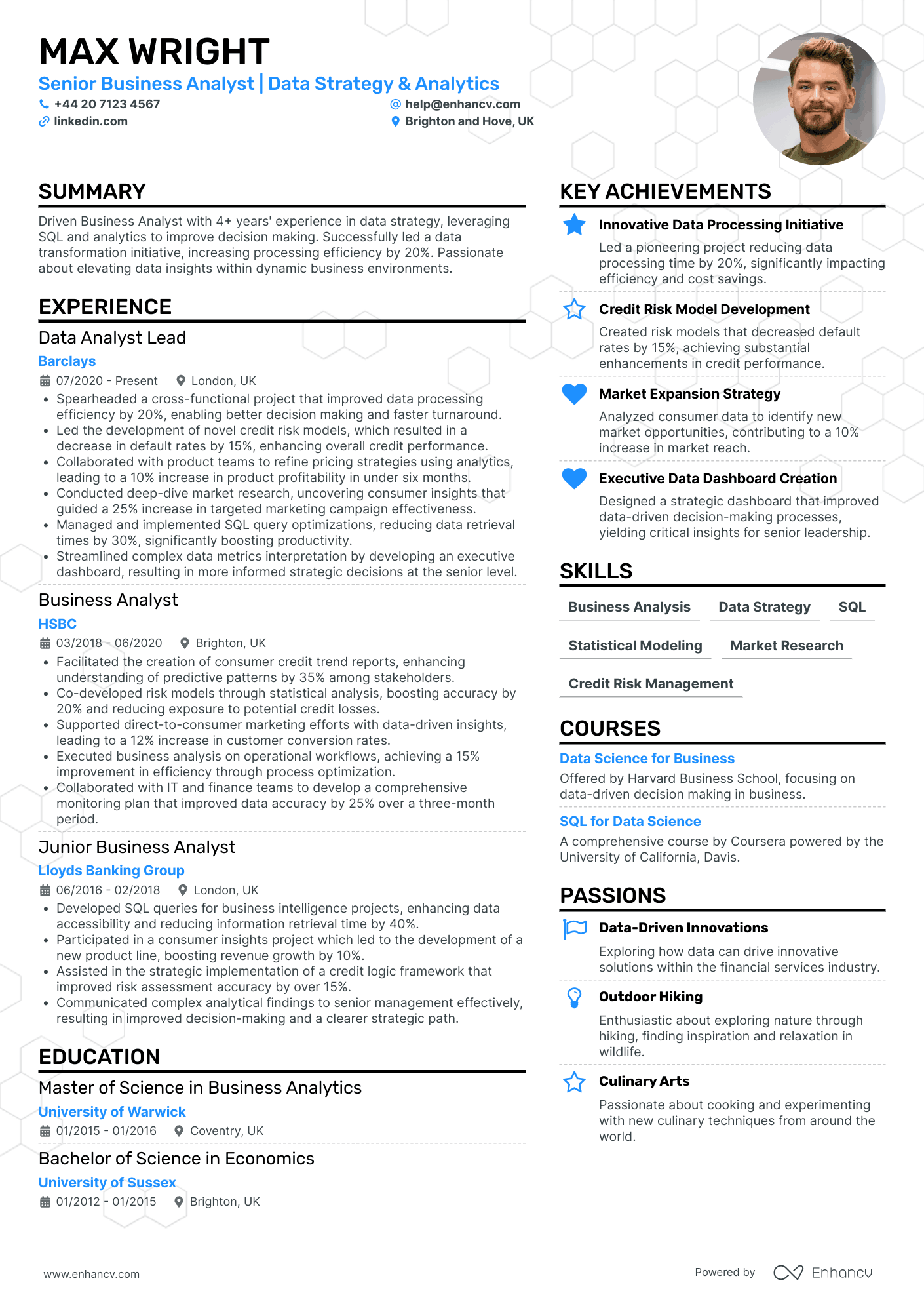 Senior Business Data Analyst Resume Example