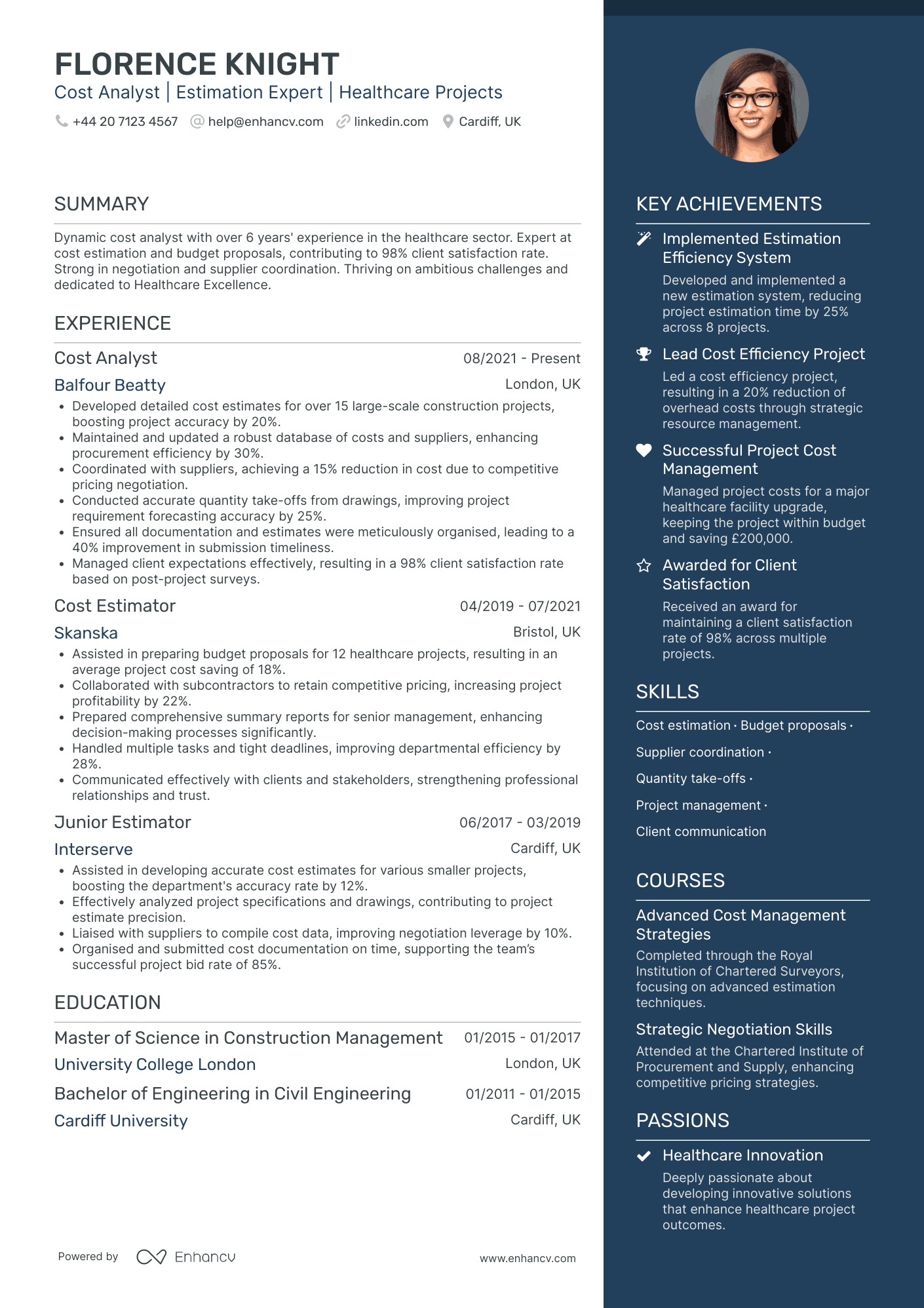 Small Business Owner in Construction Resume Example