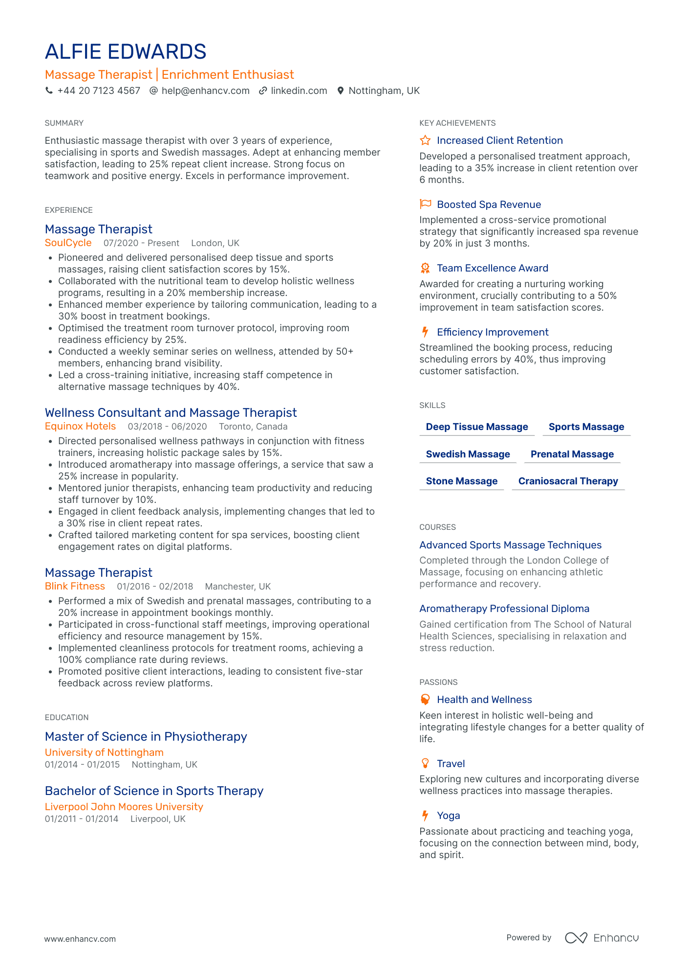 Aromatherapy Massage Therapist Resume Example
