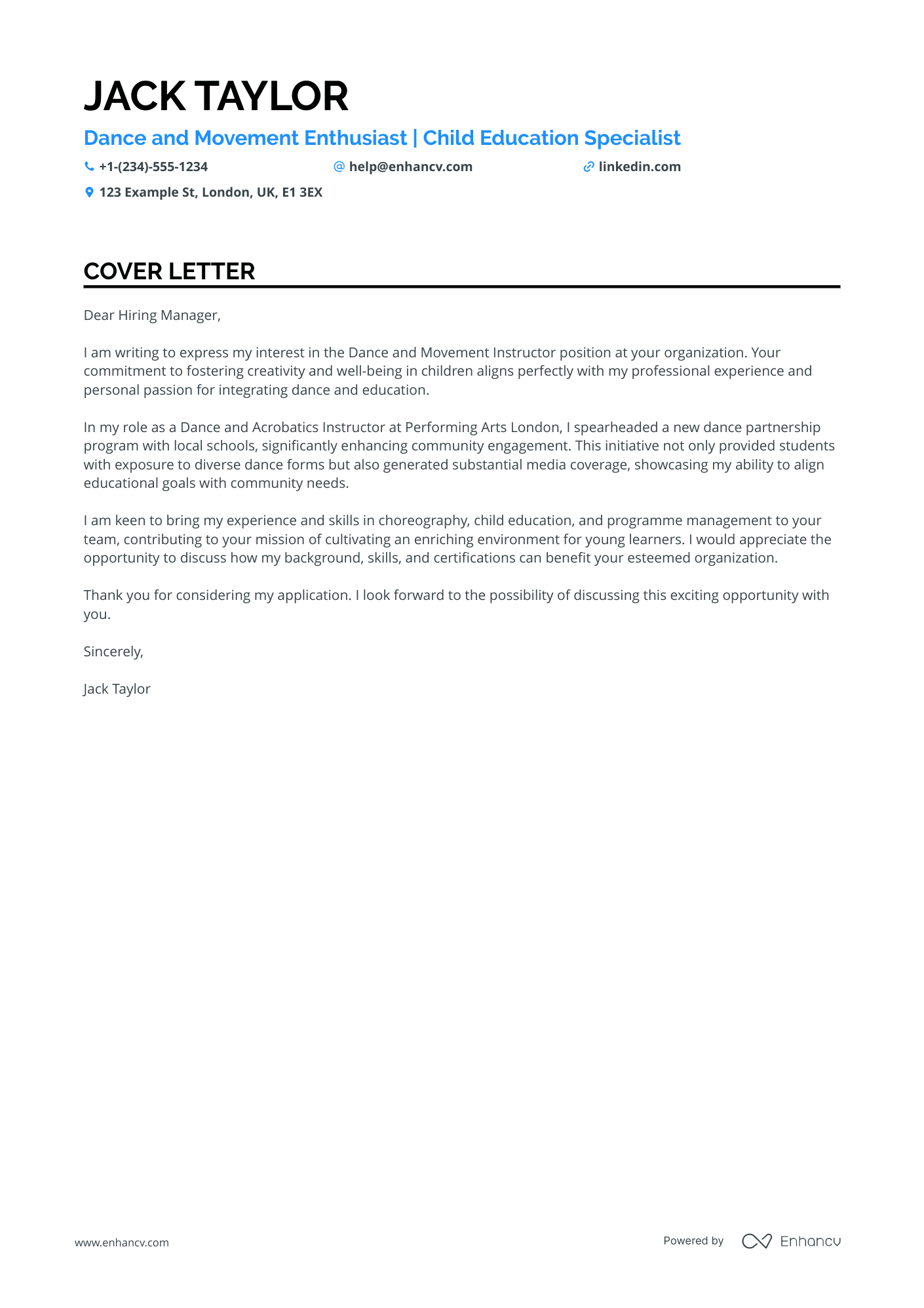 Yoga Teacher for Children Resume Example
