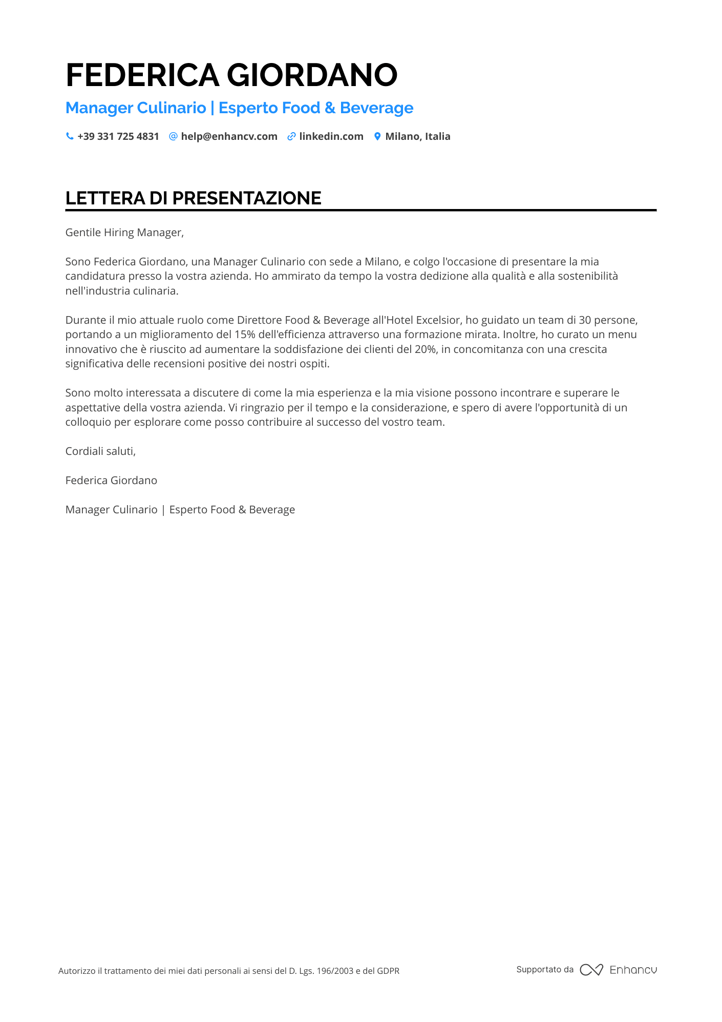 Chef Esecutivo Resume Example