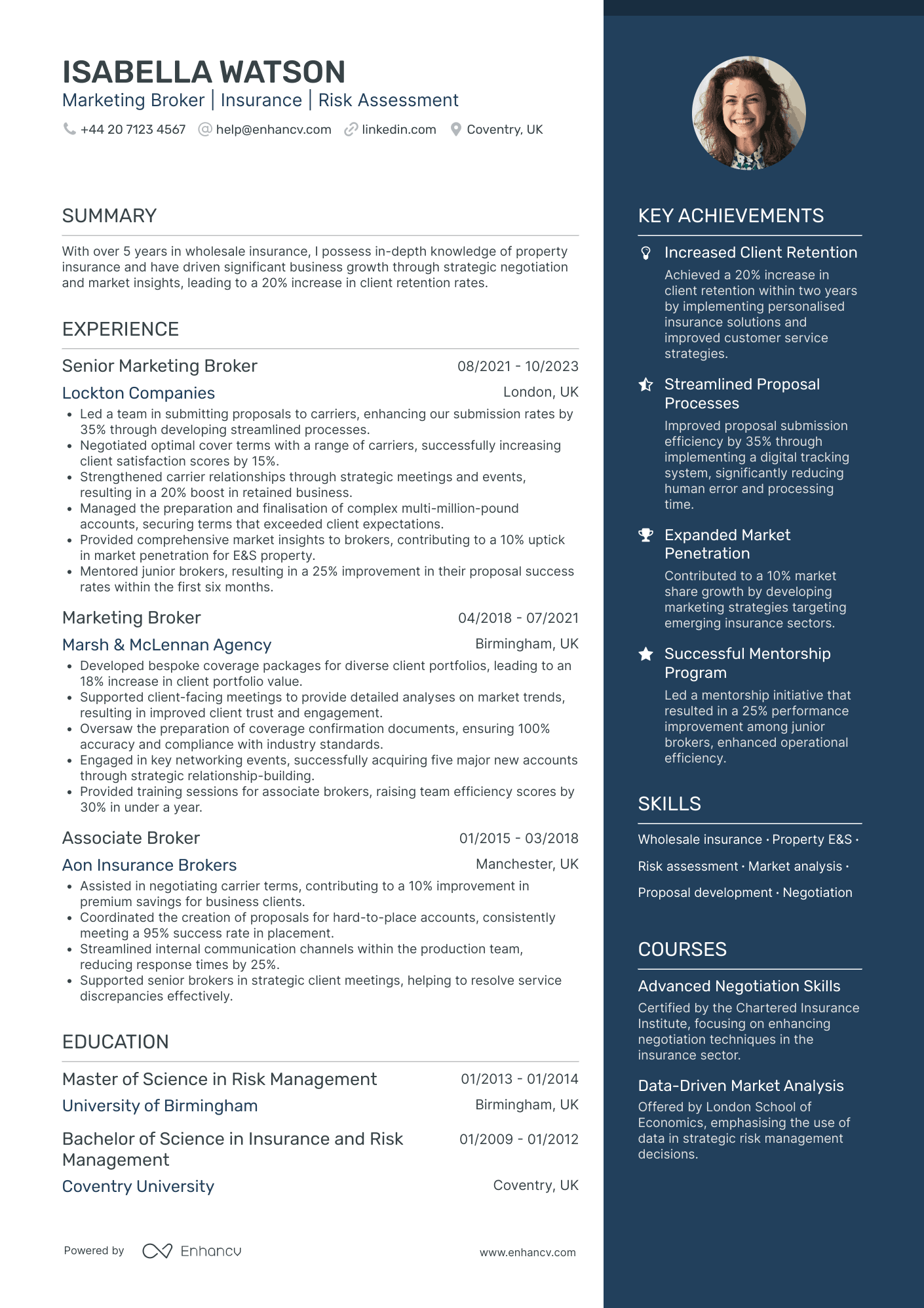 Property Insurance Broker Resume Example