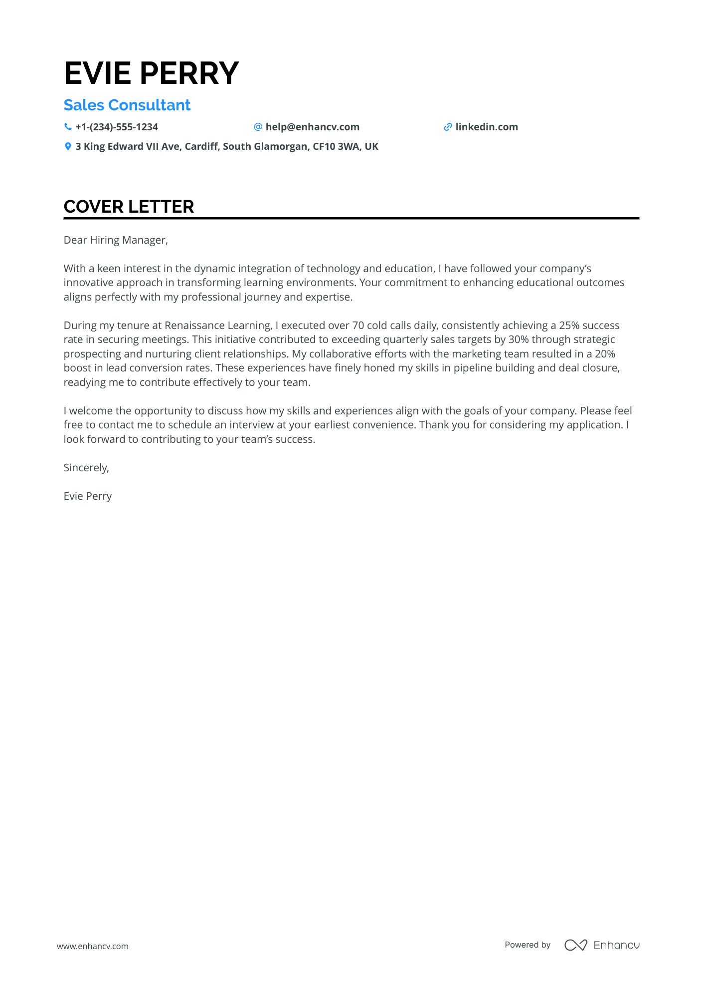 Sales Consultant for Educational Services Resume Example