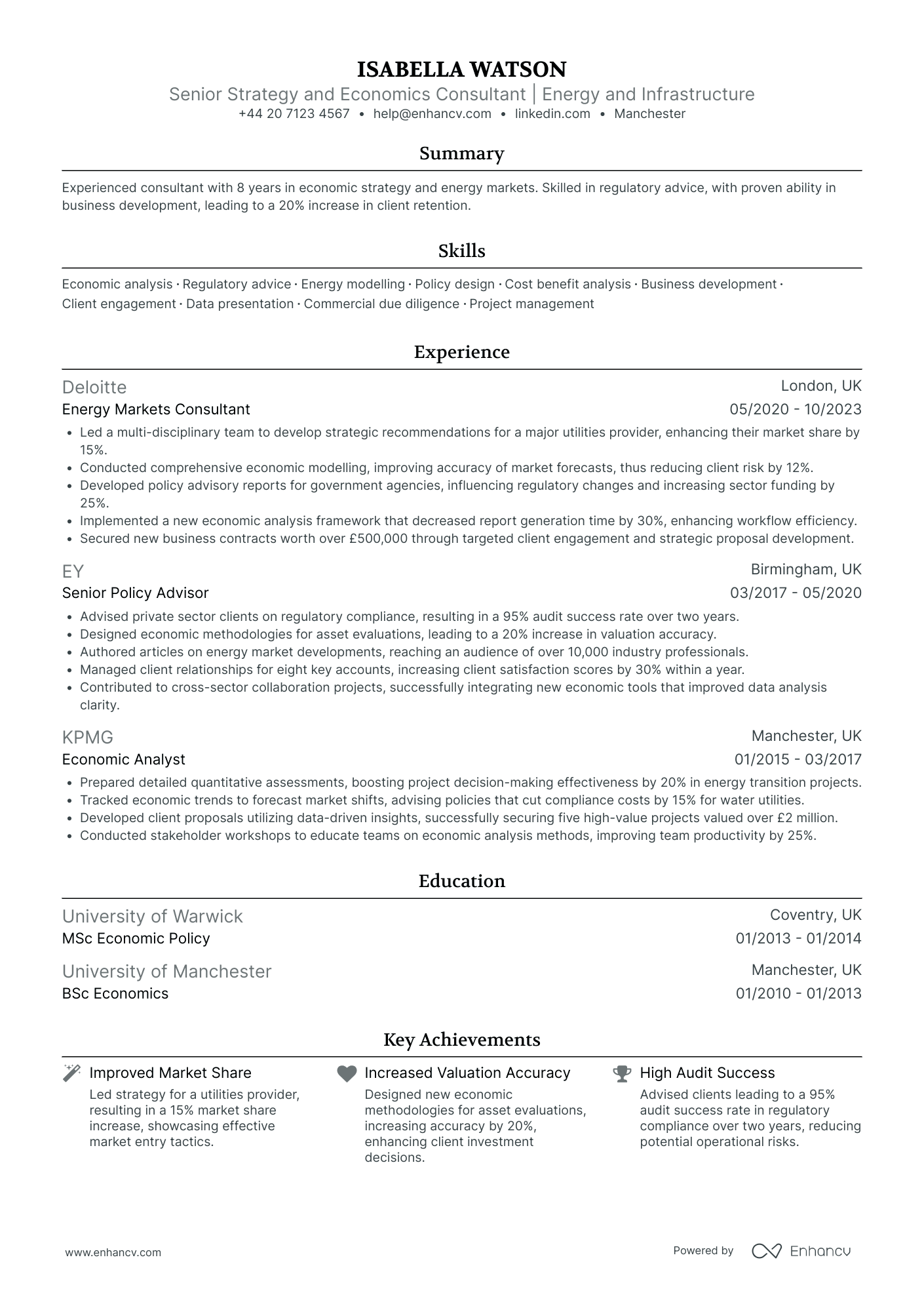 Senior Strategy Consultant Resume Example