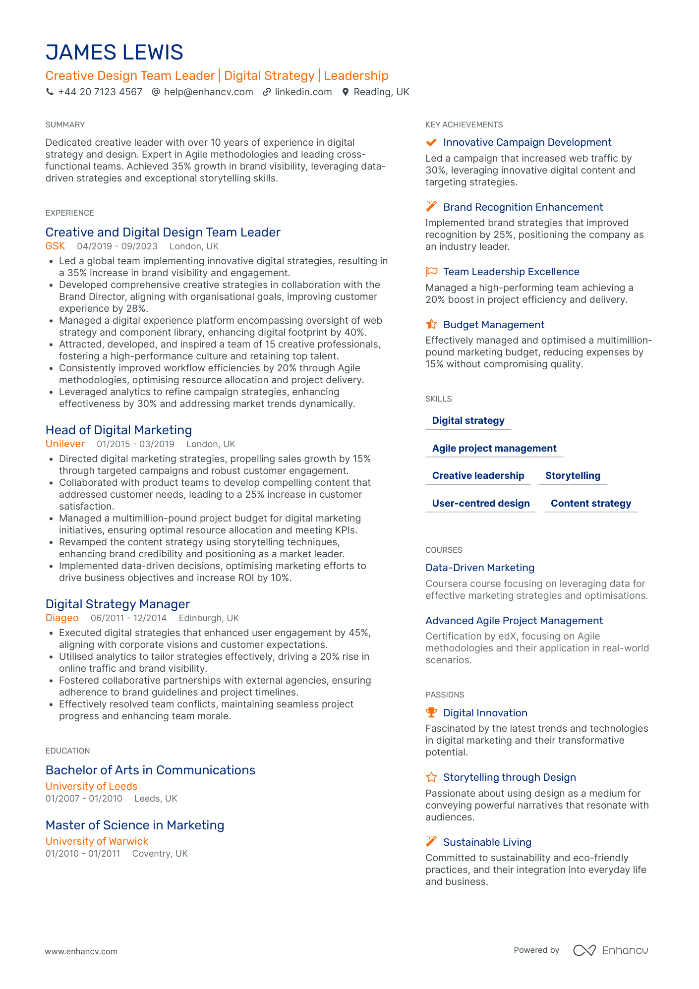 Industrial Design Team Leader Resume Example