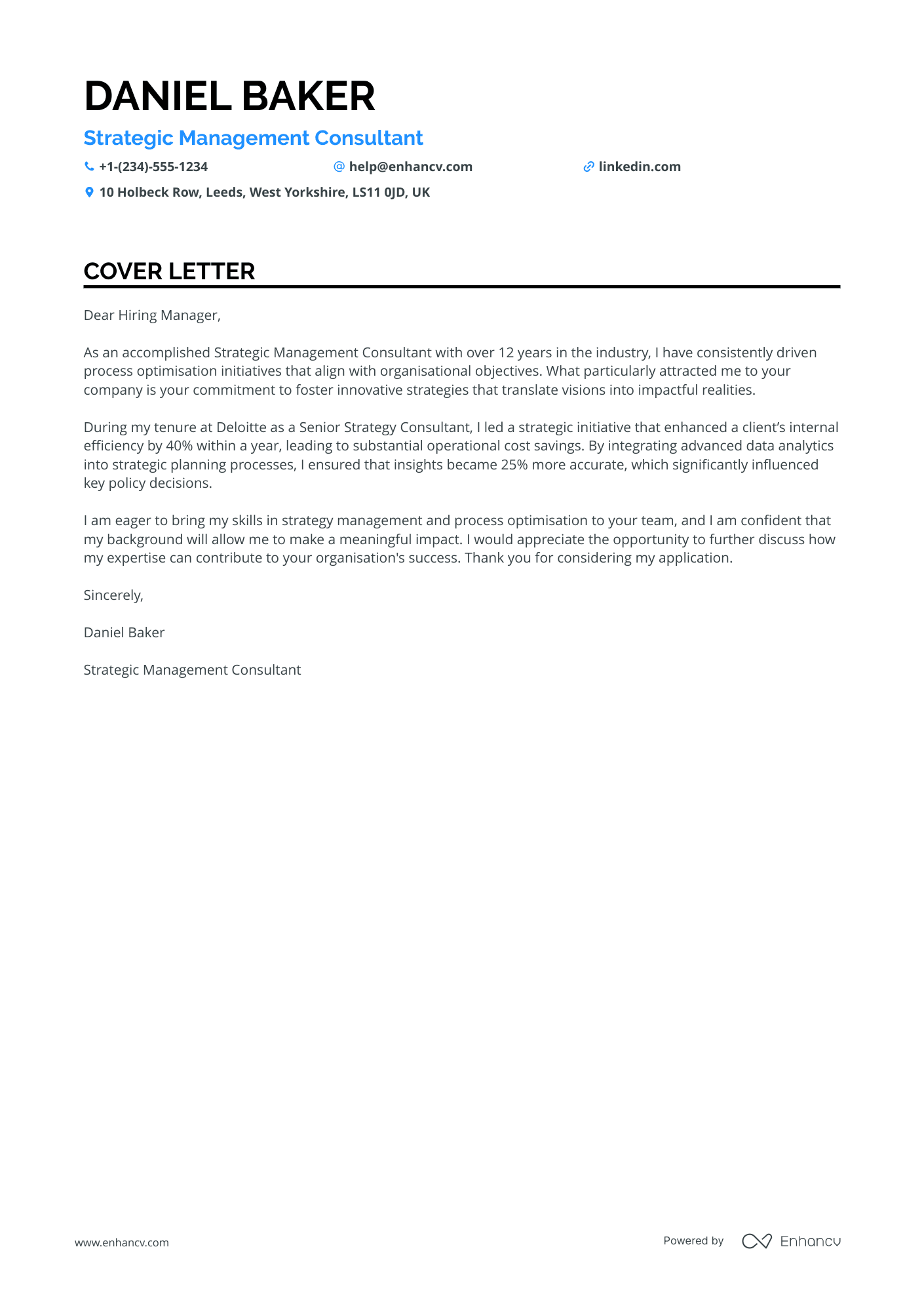 Strategic Management Consultant Resume Example