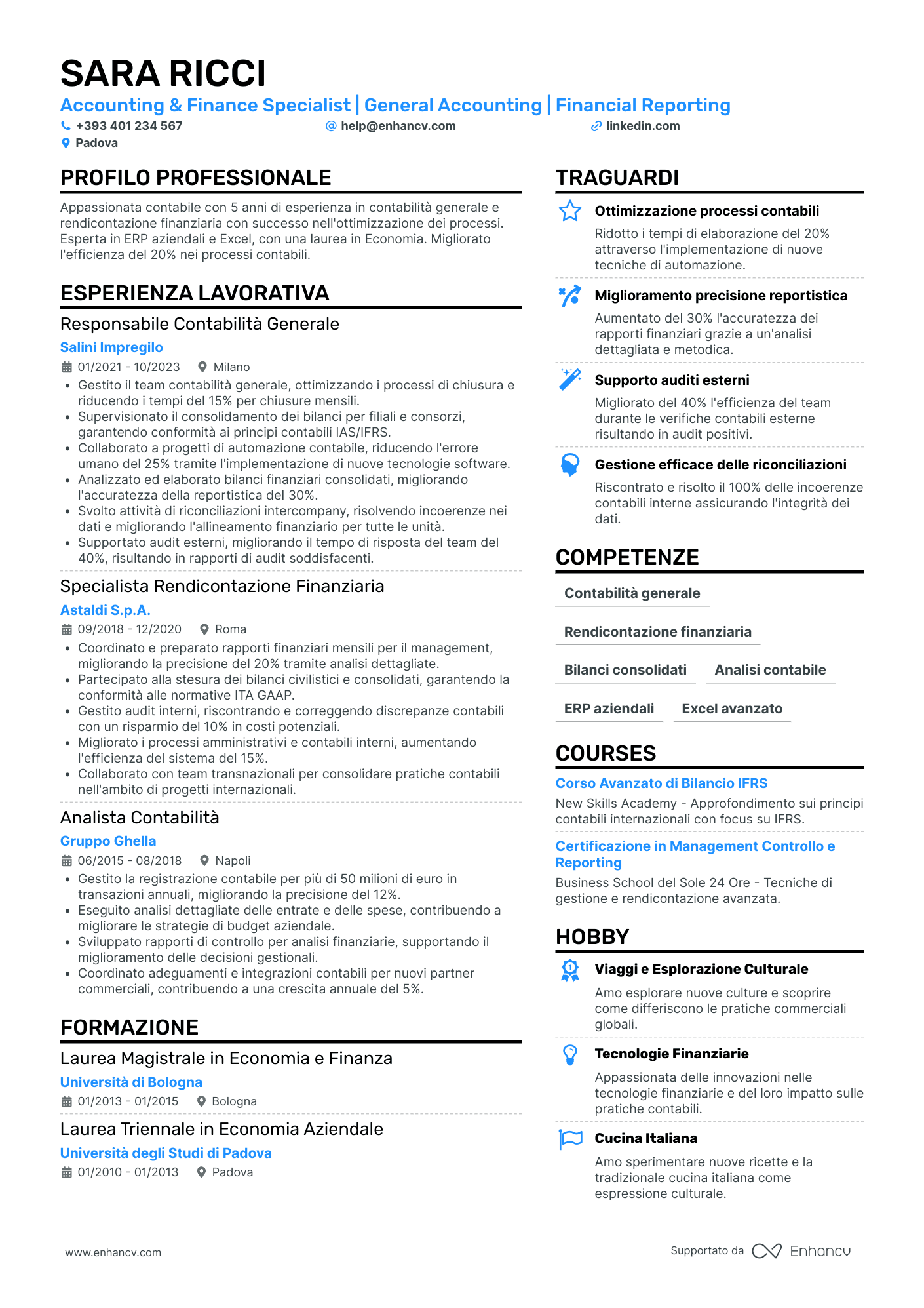 Curriculum di Contabile di società di costruzioni Resume Example