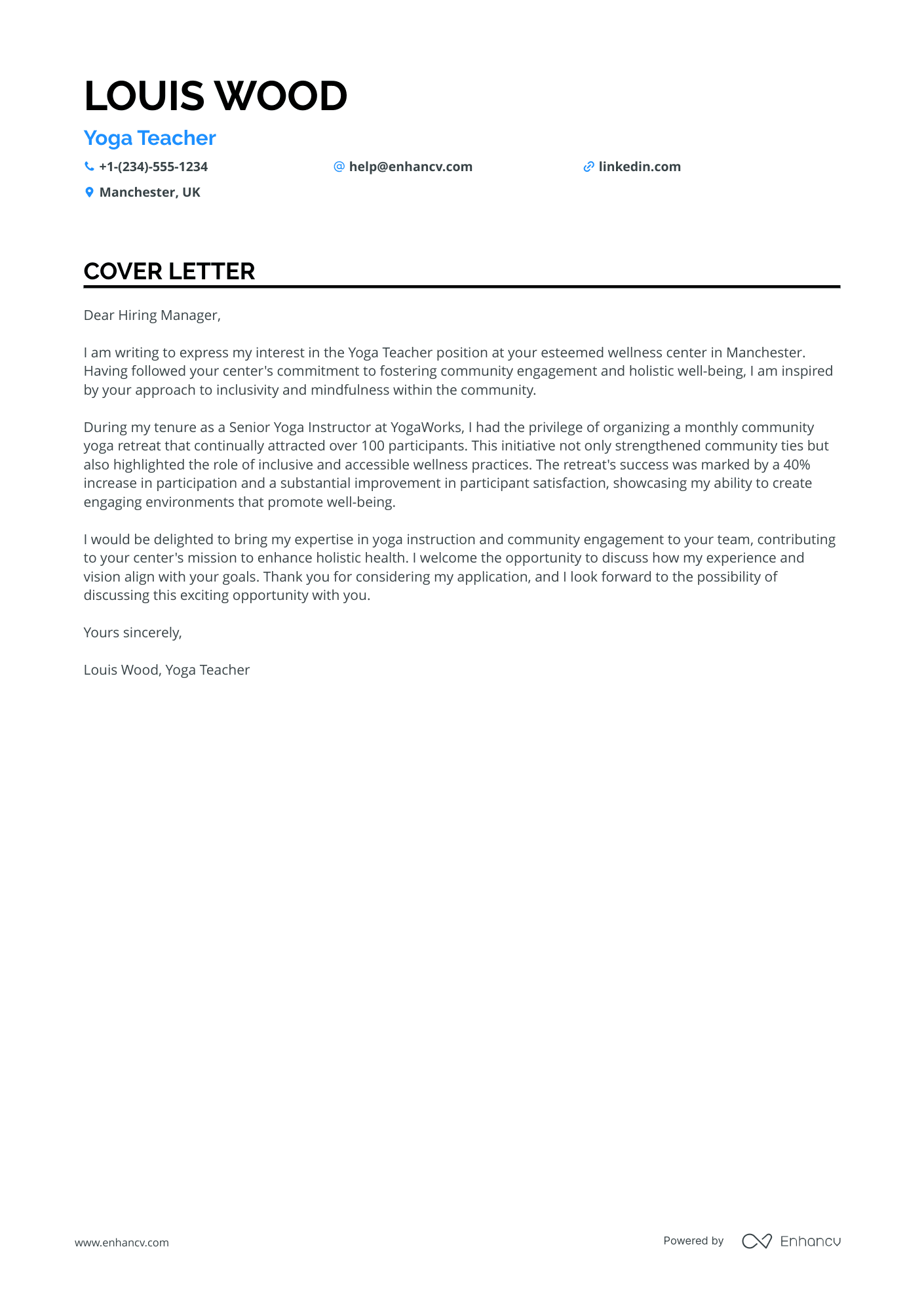 Yoga Teacher for Beginners Resume Example