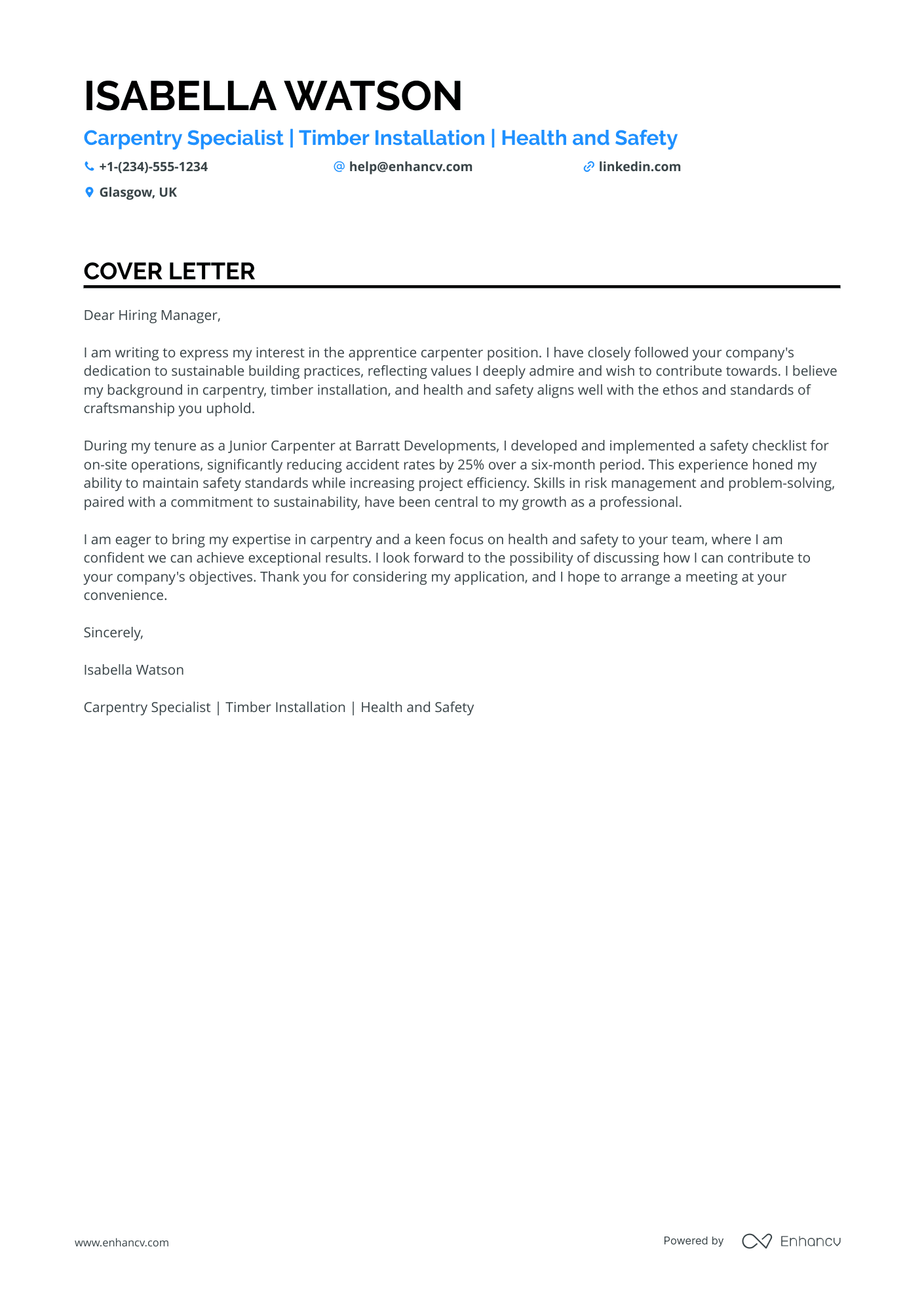 Carpenter Apprentice Resume Example