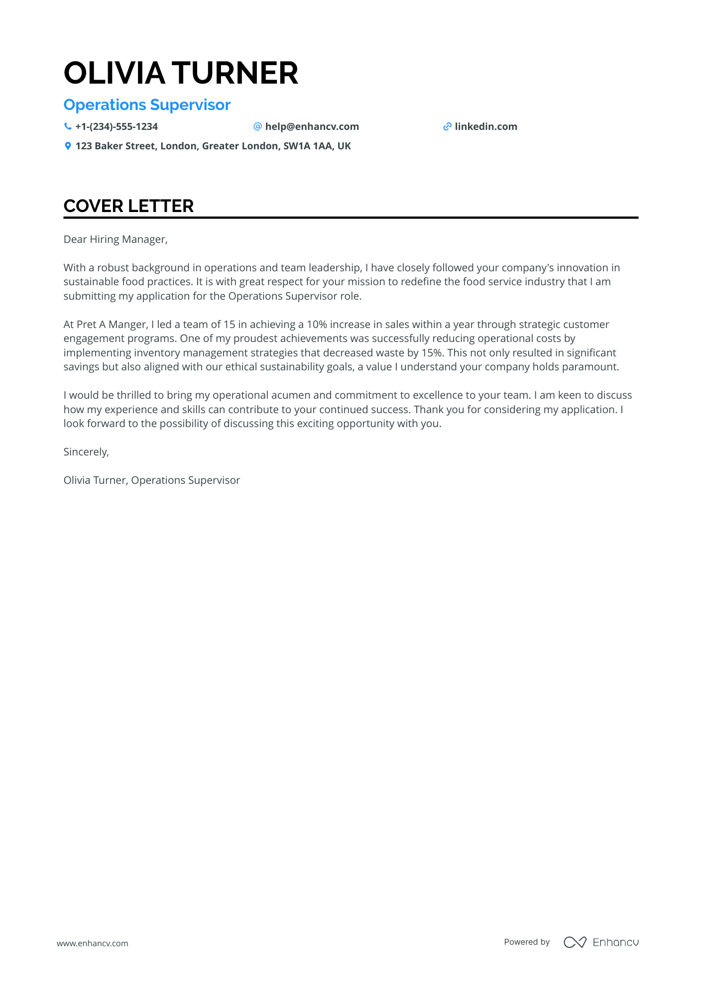 McDonalds Operations Supervisor Resume Example
