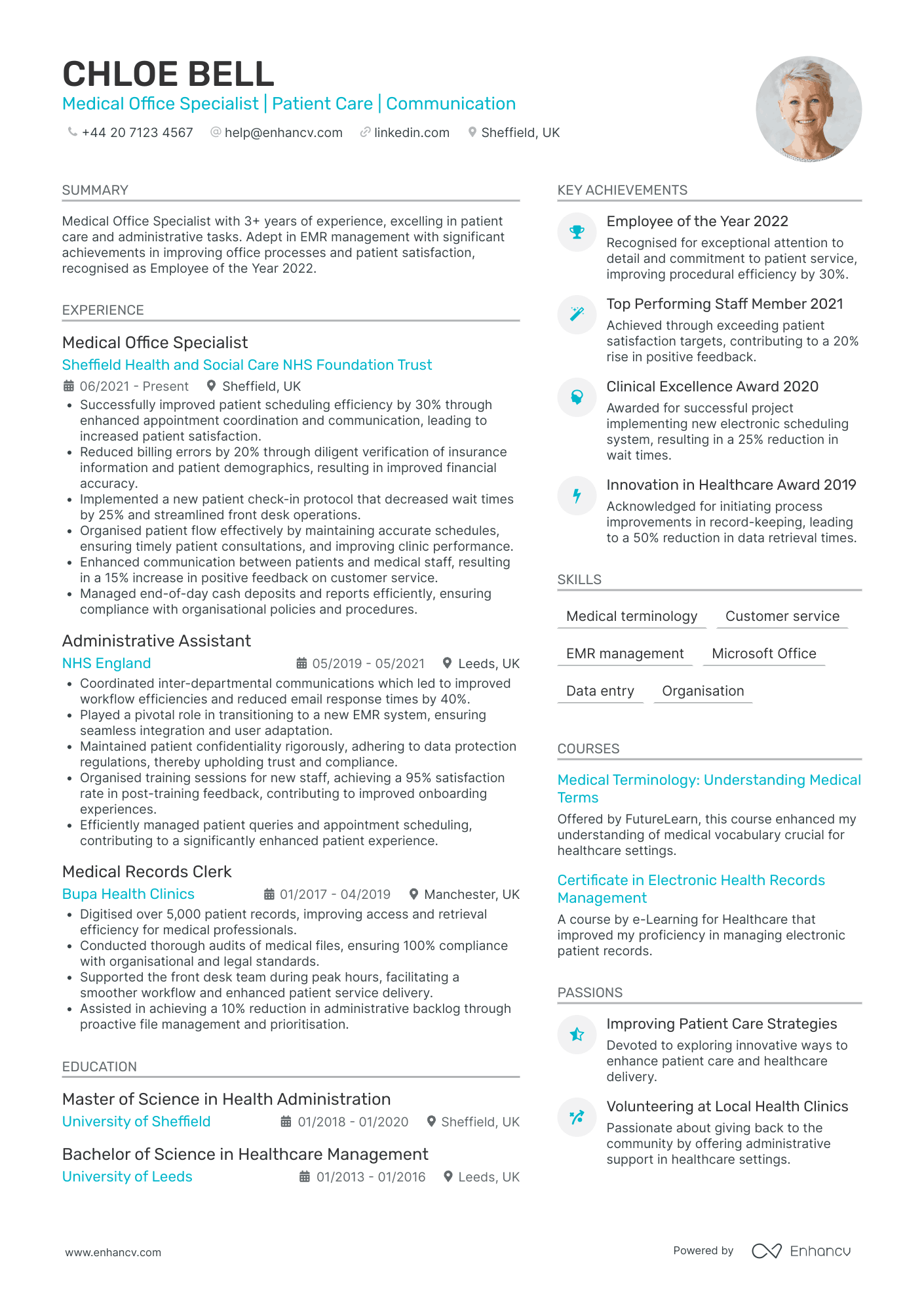 Medical Receptionist in Psychiatry Clinic Resume Example