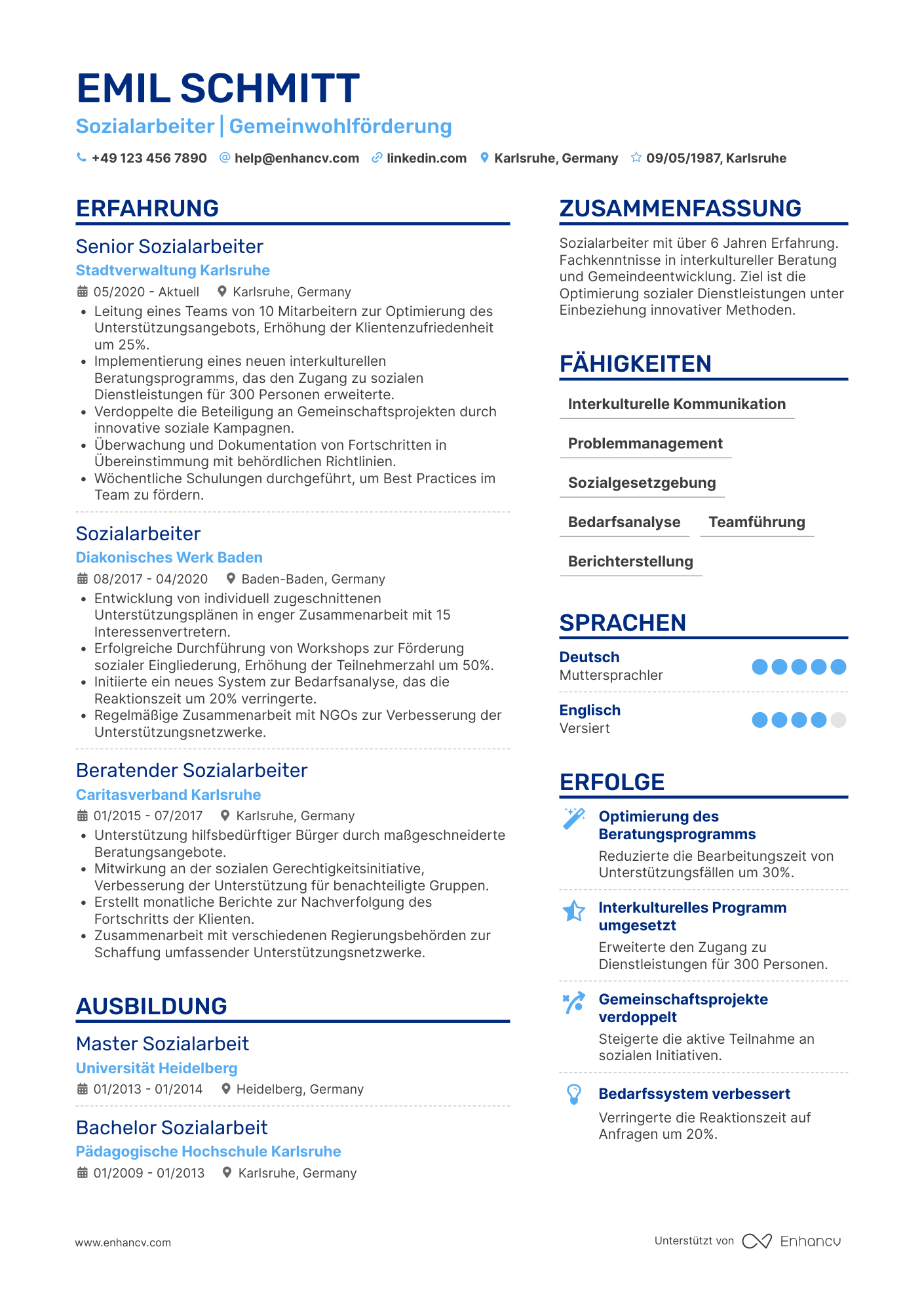 Lebenslauf in Sozialarbeiter in der Regierungsbehörde Resume Example